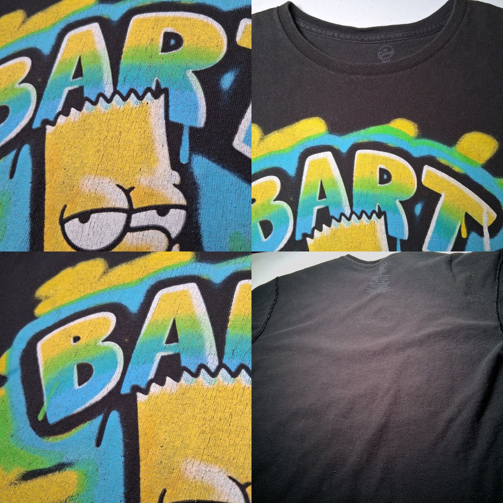 Vintage The Simpsons Bart Simpson Shirt Large Graphic Skateboard TV Show Cartoon Men L Black Cotton Blend Knit Crew Neck Short Sleeve Graphic Size US L / EU 52-54 / 3 - 8 Thumbnail