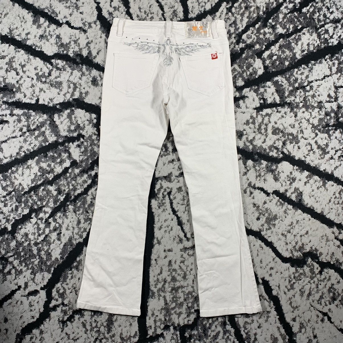 Japanese Brand × Vintage 🦅Vintage Crazy Embroidery Bird Pants Flared Jeans Drip Y2K Size US 30 / EU 46 - 2 Thumbnail