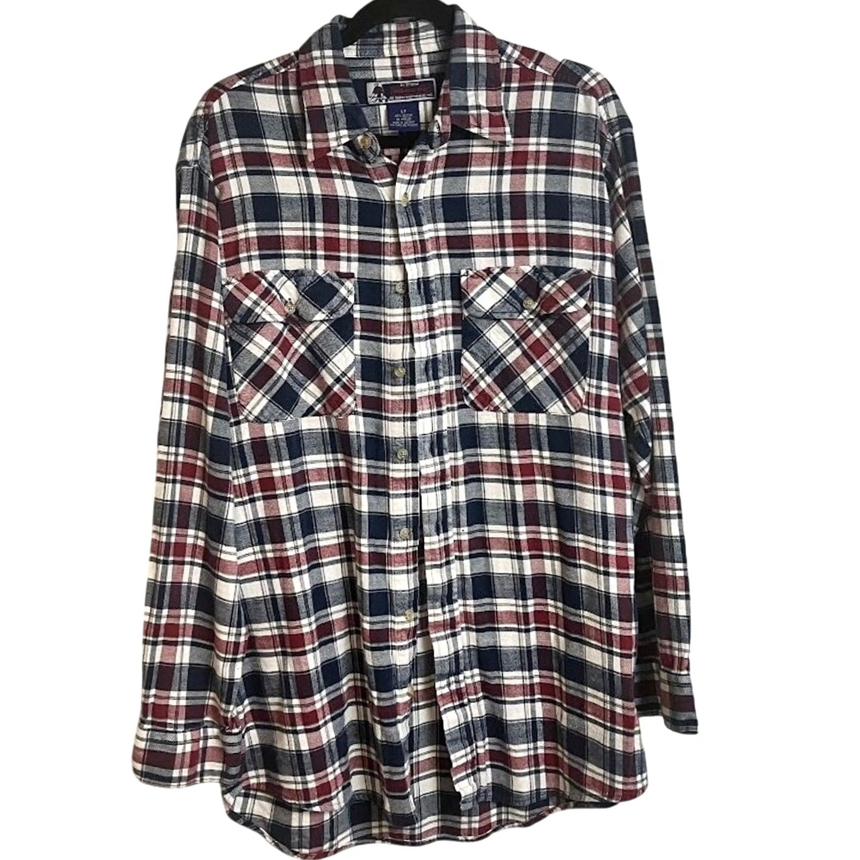 Vintage Williams Bay Flannel Shirt White Red Plaid Long Sleeve Heavyweight Size LT TALL Size US L / EU 52-54 / 3 - 2 Thumbnail
