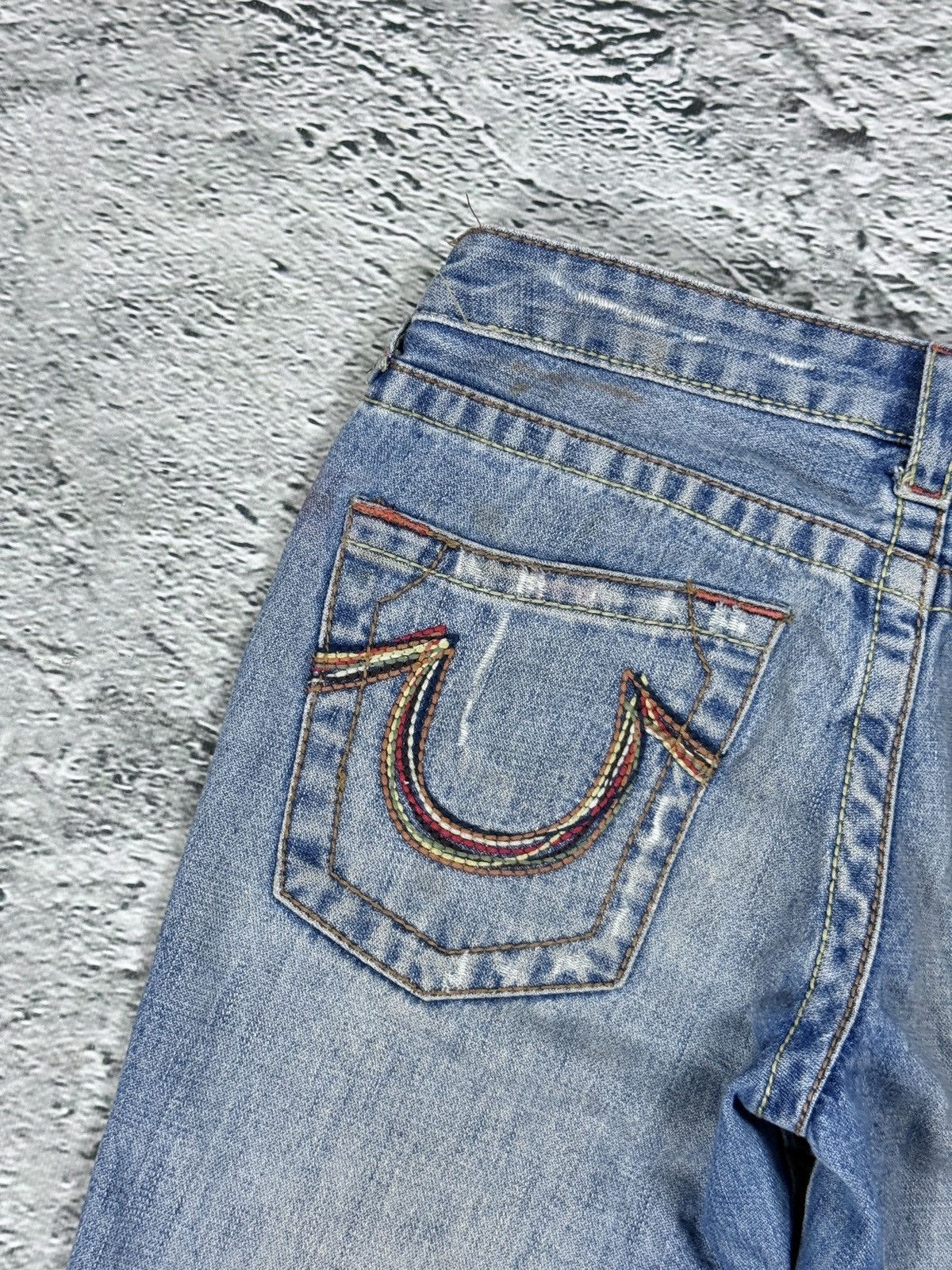 True Religion True Religion flared jeans blue white thick stitching Y2K Size 27" / US 4 / IT 40 - 3 Thumbnail