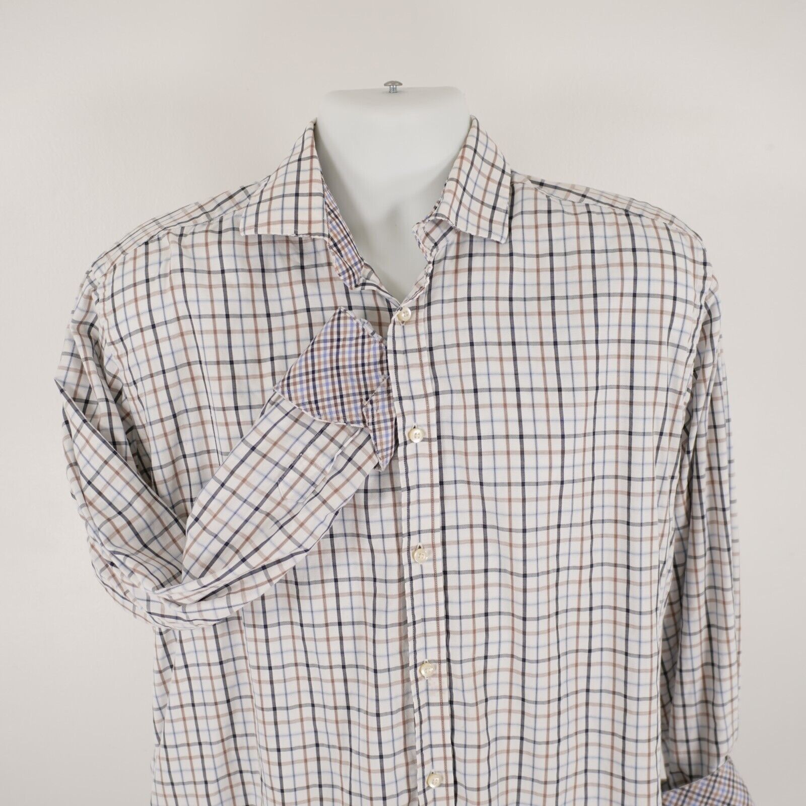 Designer Jack Stone Thomas Dean Large Cream W/ Orange Blue Plaid Flip Size US L / EU 52-54 / 3 - 1 Thumbnail