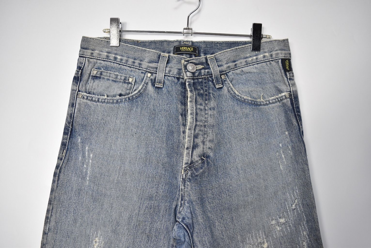 Versace ice bule damaged denim pants 26962 722 69 Size US 32 / EU 48 - 3 Thumbnail