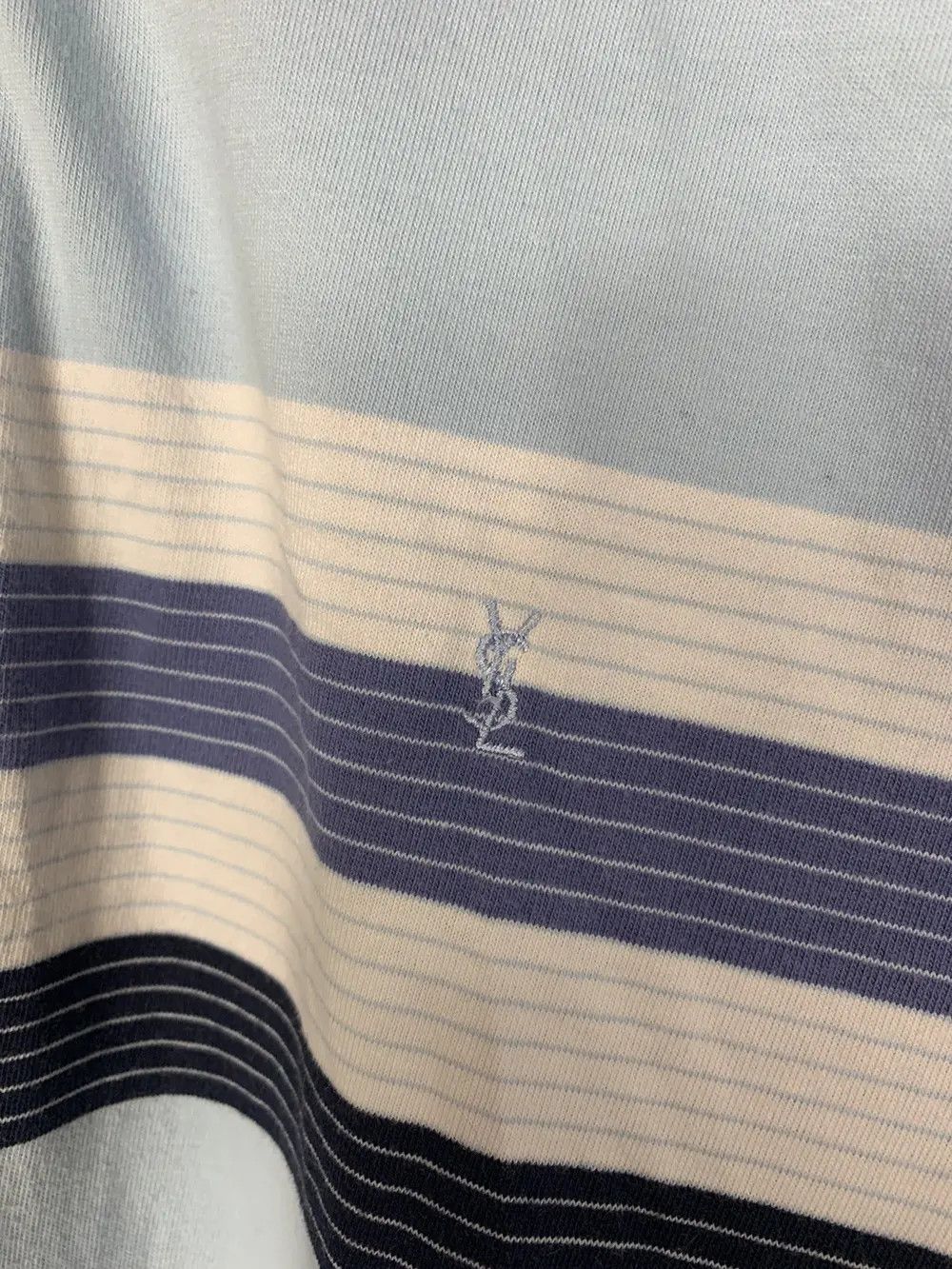 Vintage × Yves Saint Laurent Vintage 90s Yves Saint Laurent Stripes Polo Tee Old Money Size US L / EU 52-54 / 3 - 3 Thumbnail