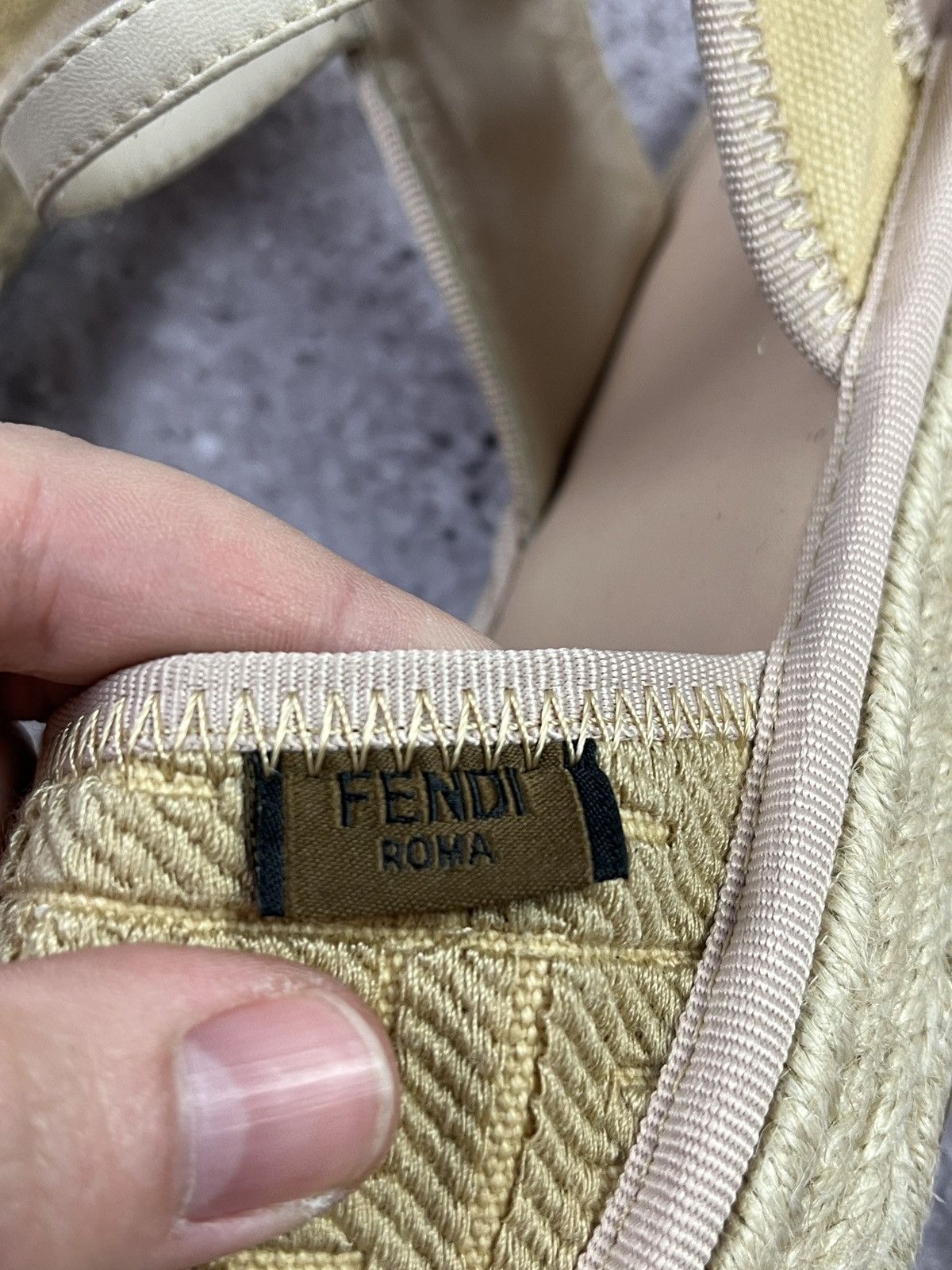 Fendi FF Logo Espadrille Platform Sandals Beige Size EU 36 Size US 5 / IT 35 - 3 Thumbnail