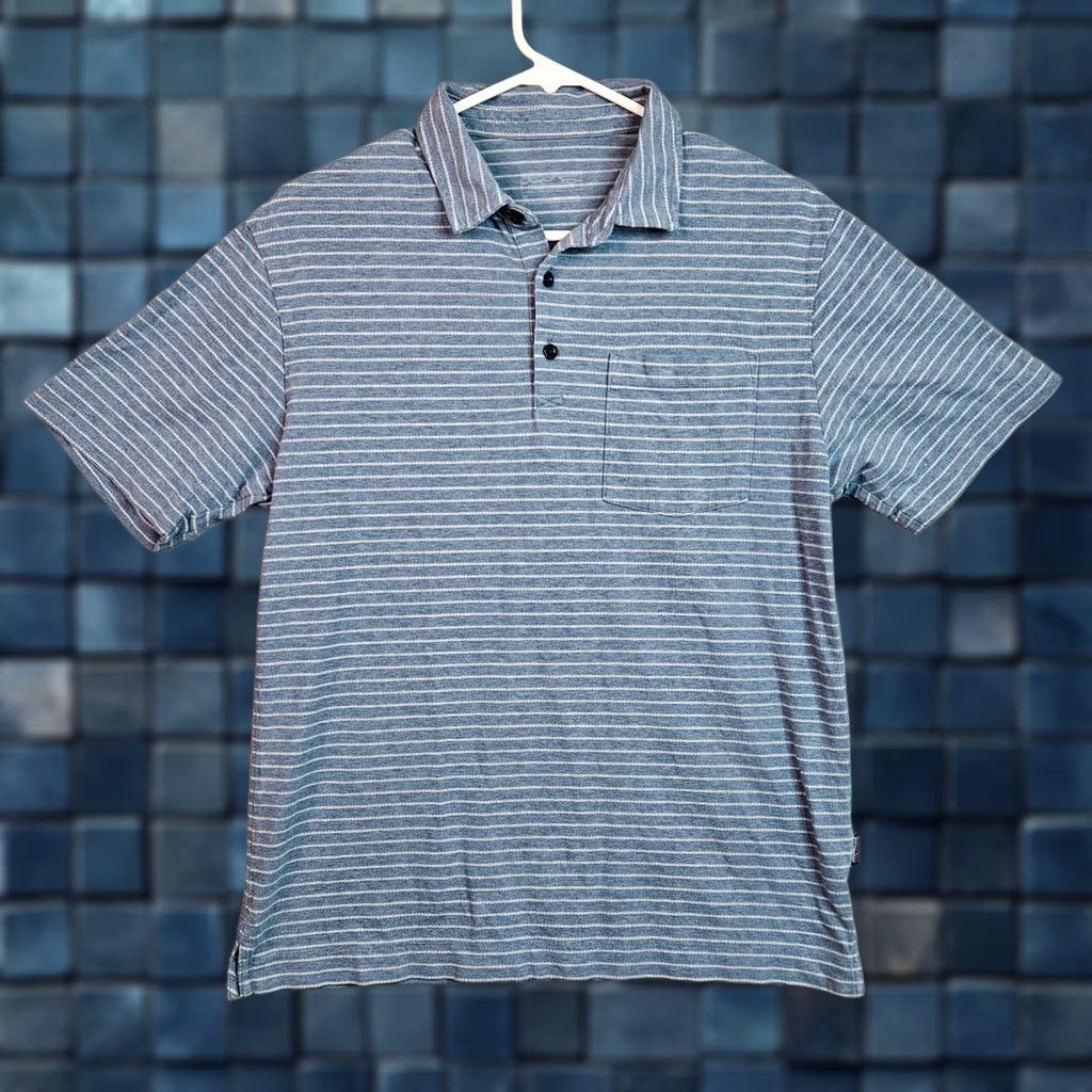 Patagonia Patagonia Polo Shirt Striped Short Sleeve Button Up Blue White Men's S Casual, Outdoor, Travel, Activewear, Sports Size US S / EU 44-46 / 1 - 1 Thumbnail