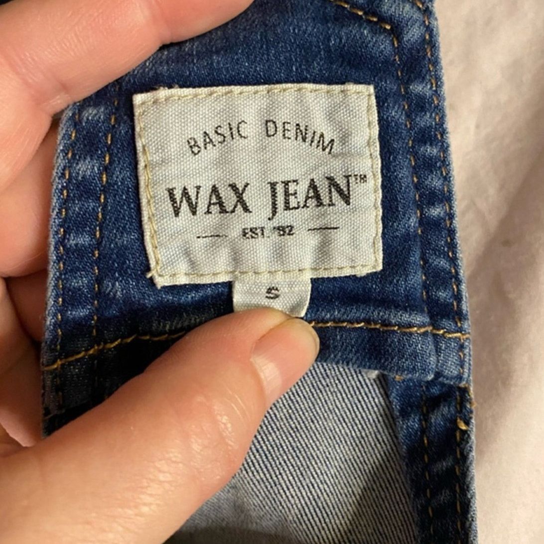 Other Wax Jean Denim Overalls Distressed Rolled Shorts Y2K Grunge Size 24" / US 00 / IT 34 - 3 Thumbnail