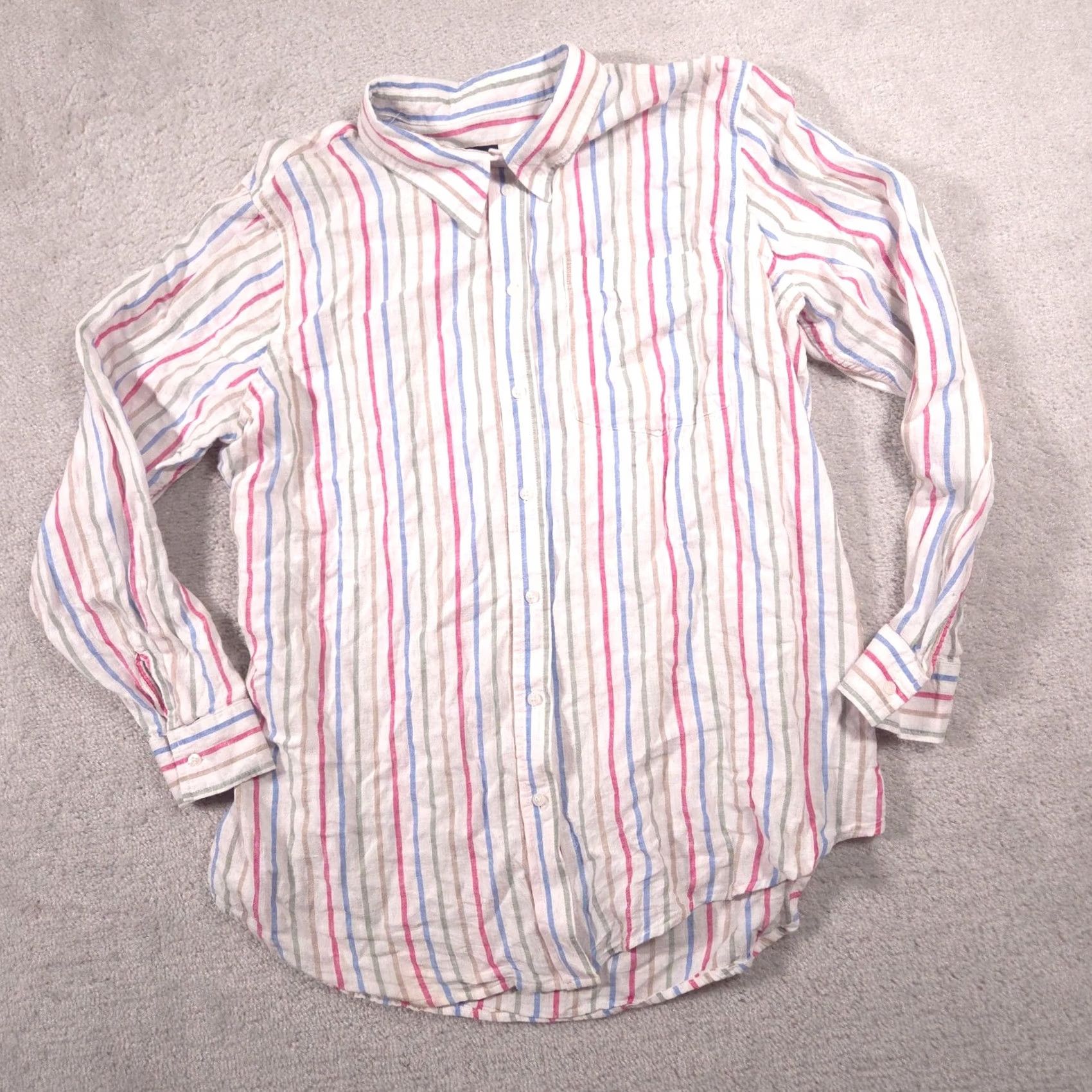 Gap Gap Shirt Mens XL White Striped Linen Blend Button Front Long Sleeve Casual Size US XL / EU 56 / 4 - 3 Thumbnail