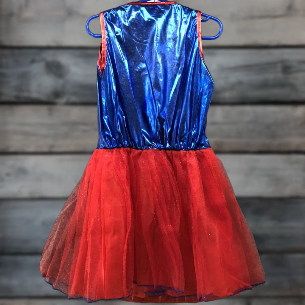 Vintage Girls 6-7 Supergirl Costume Dress Tulle Halloween Dress Up Red Nike Size ONE SIZE - 1 Thumbnail