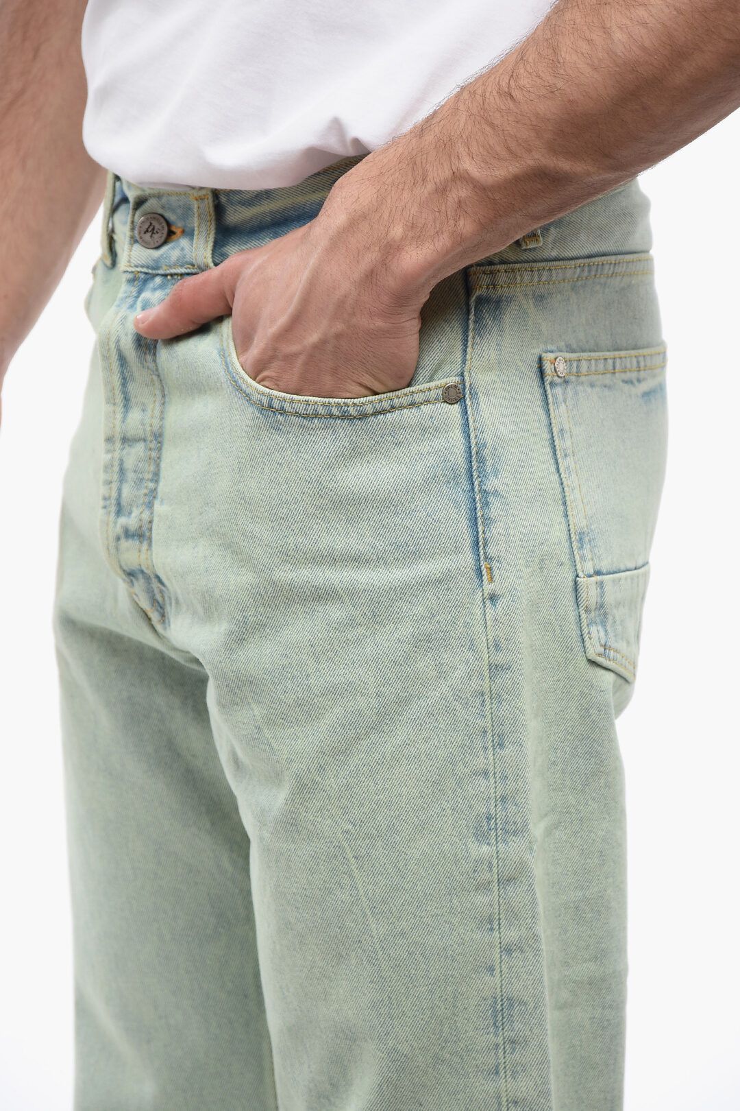 Palm Angels og1mm0825 Straight Fit Overdye Logo Denim in Light Blue Size US 32 / EU 48 - 3 Thumbnail