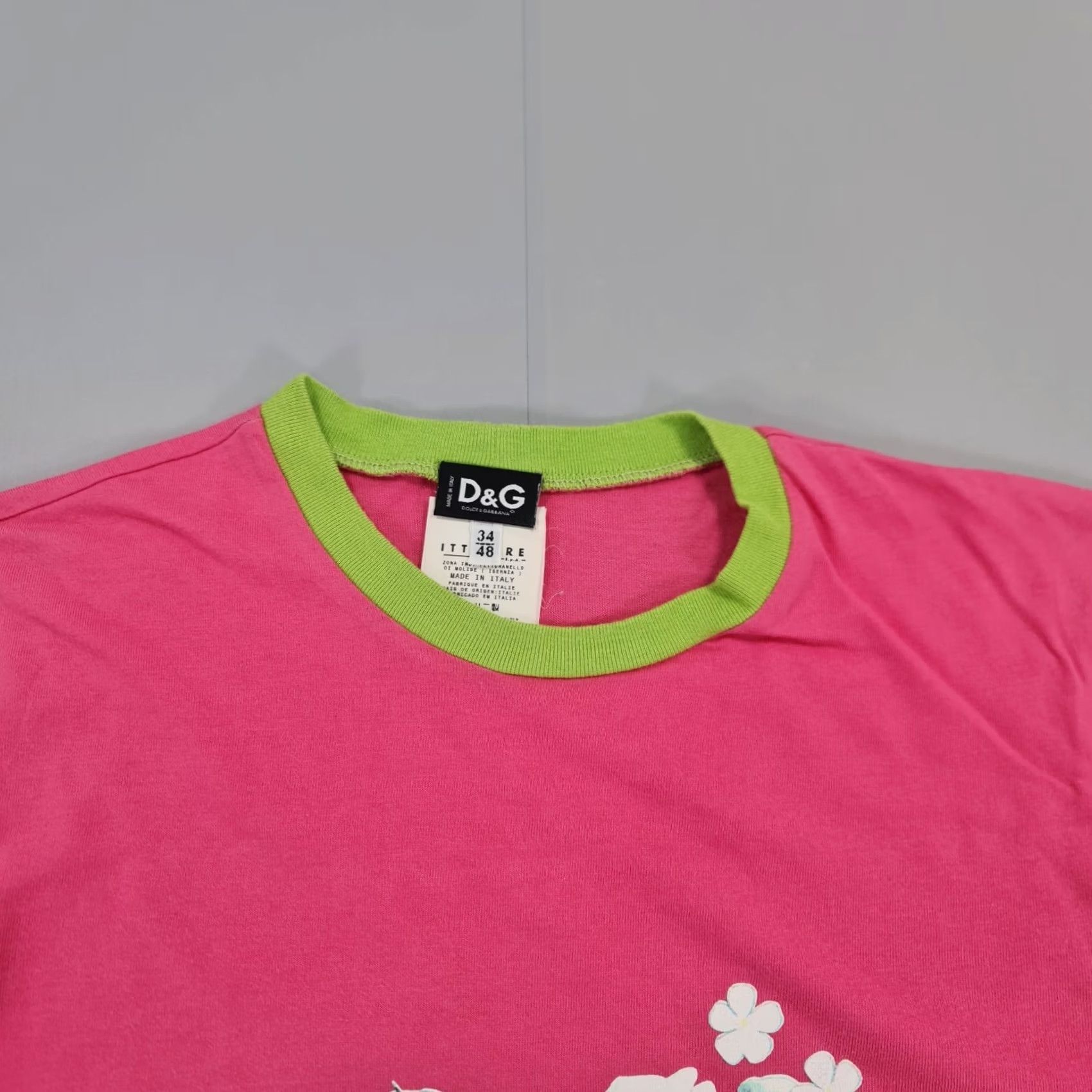 Dolce & Gabbana Dolce&Gabbana Womens T Shirt Pink 34/48 Medium Ringer Cotton Tee Short Sleeves Crew Neck Pullover Casual Designer All Seasons Size XXS / US 00 / IT 34 - 2 Thumbnail