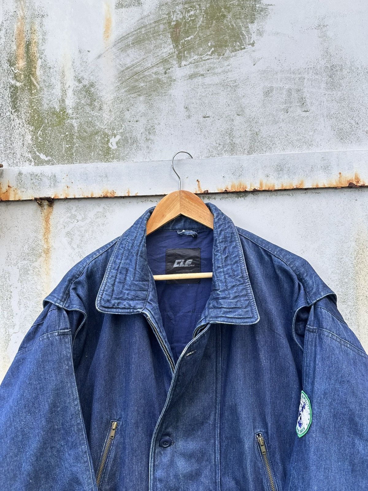 Vintage 👹Vintage Cle Man Baggy Denim Bomber Jacket Size US L / EU 52-54 / 3 - 5 Thumbnail