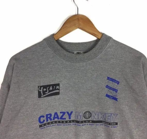 Vintage Vtg BENCH WARMER Crazy Monkey Basketball Club Sweatshirt Size US XL / EU 56 / 4 - 2 Thumbnail