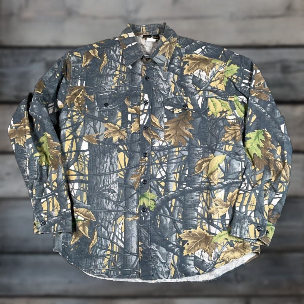 Vintage VINTAGE Hunter's View Camouflage Ripstop Shirt Adult XL Green Skyline Camo Men’s XL Camouflage Shirt Mens XL Green Skyline Pattern 90s? (Note: wait) Size US XL / EU 56 / 4 - 1 Thumbnail