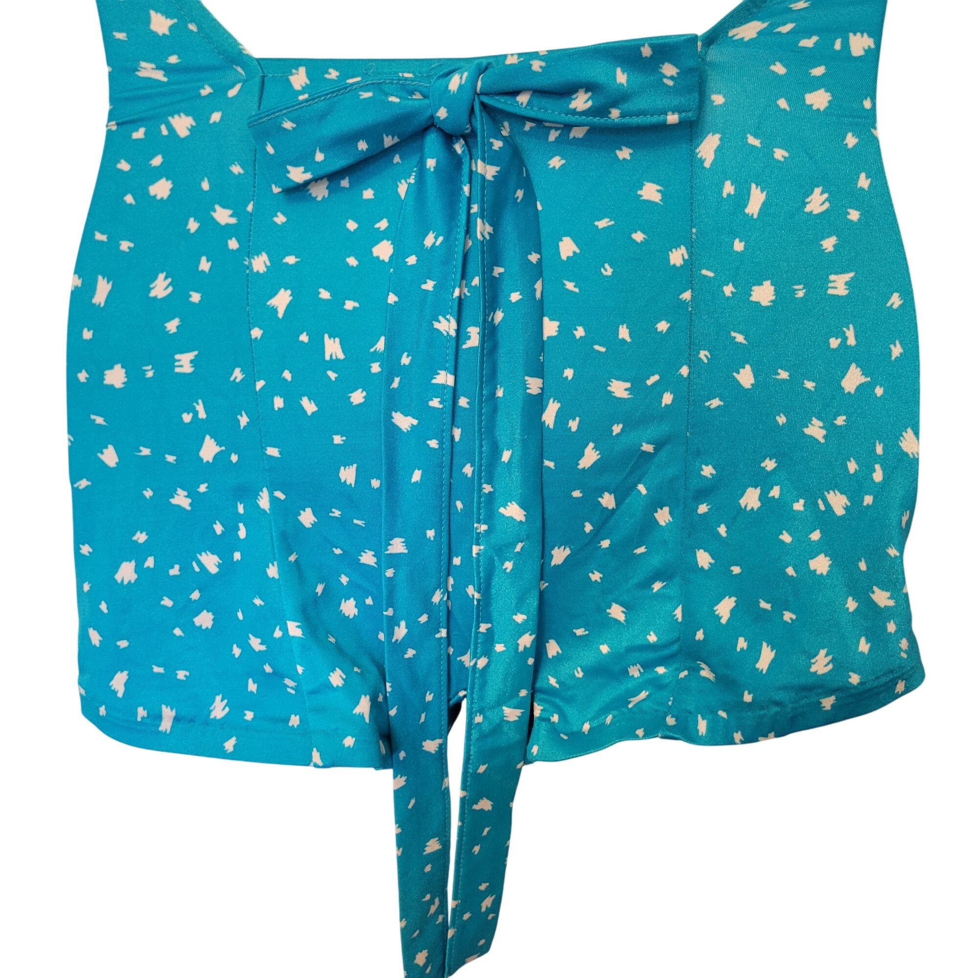 Vintage Vintage 1960S Blue White Abstract Print Swimsuit Belted Wais Size XL / US 12-14 / IT 48-50 - 11 Thumbnail