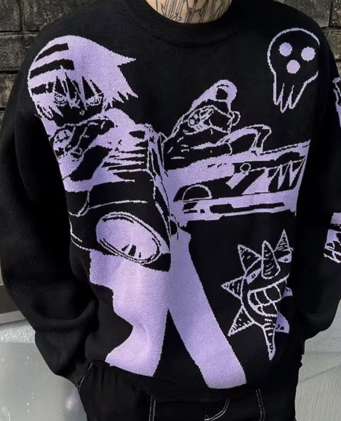 Japanese Brand Retro 90s Y2K Vintage Goth Gun Sweater Jacquard Sweatshirt Size US L / EU 52-54 / 3 - 2 Thumbnail