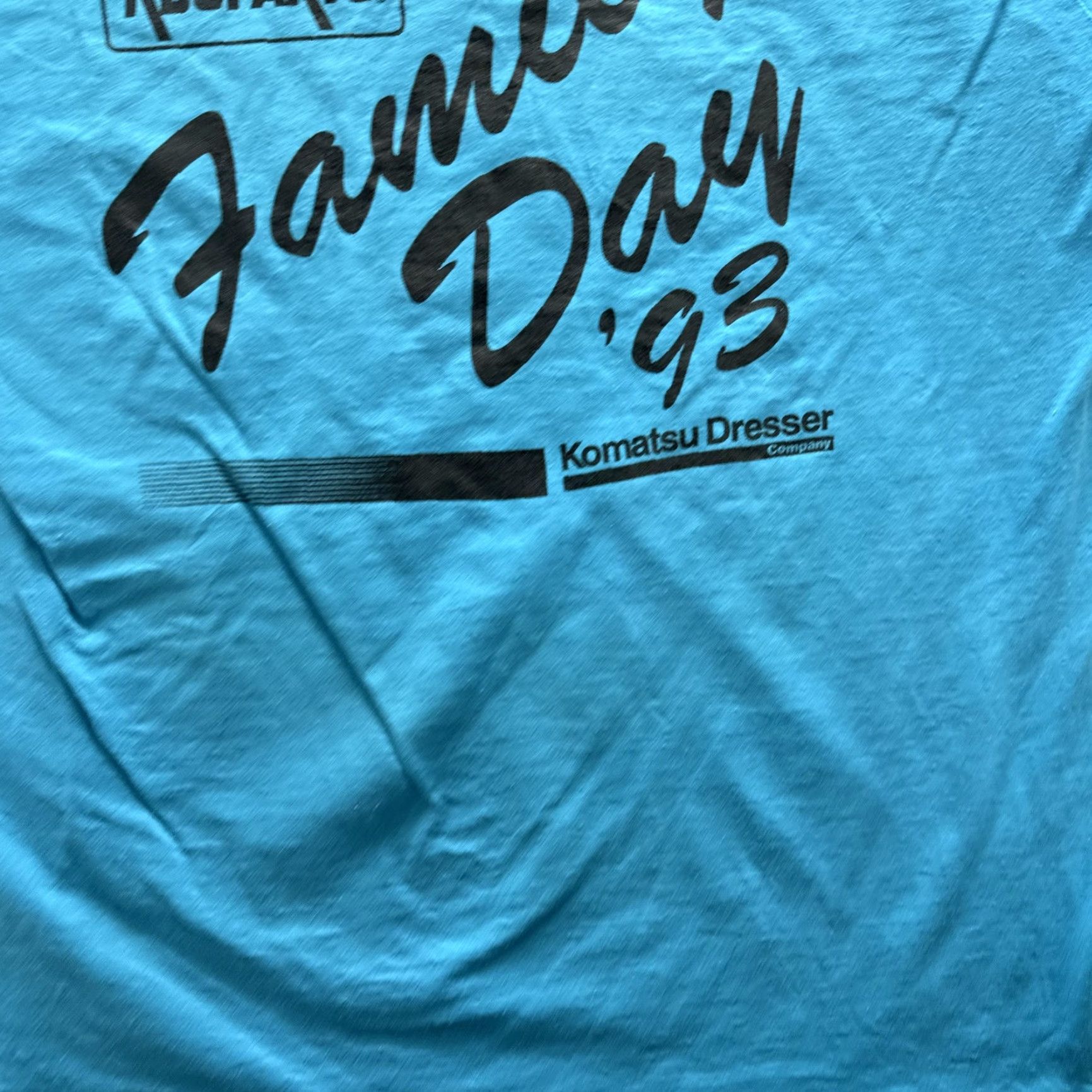 Fruit Of The Loom VINTAGE Komatsu Dresser Family Day Shirt Mens Large Blue 90s KDC Parts 1993 Size US L / EU 52-54 / 3 - 5 Thumbnail