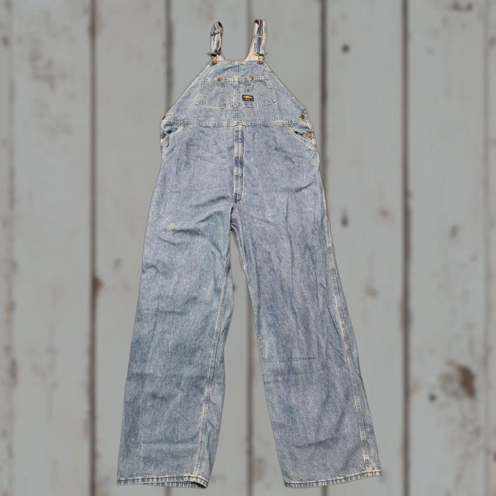 Vintage VTG OshKosh Bib Overalls 44x32 Blue Carpenter Made in USA Vestbak Workwear Denim OshKosh B'gosh Men Big & Tall Regular USA Workwear 44 32 Blue Size US 44 / EU 60 - 1 Thumbnail
