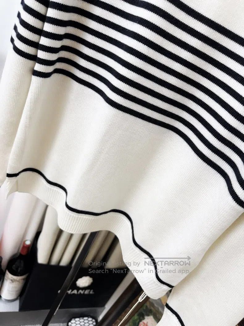 Loro Piana Loro Piana Black and White Color Block Striped Knitted Cas Size S / US 4 / IT 40 - 4 Thumbnail