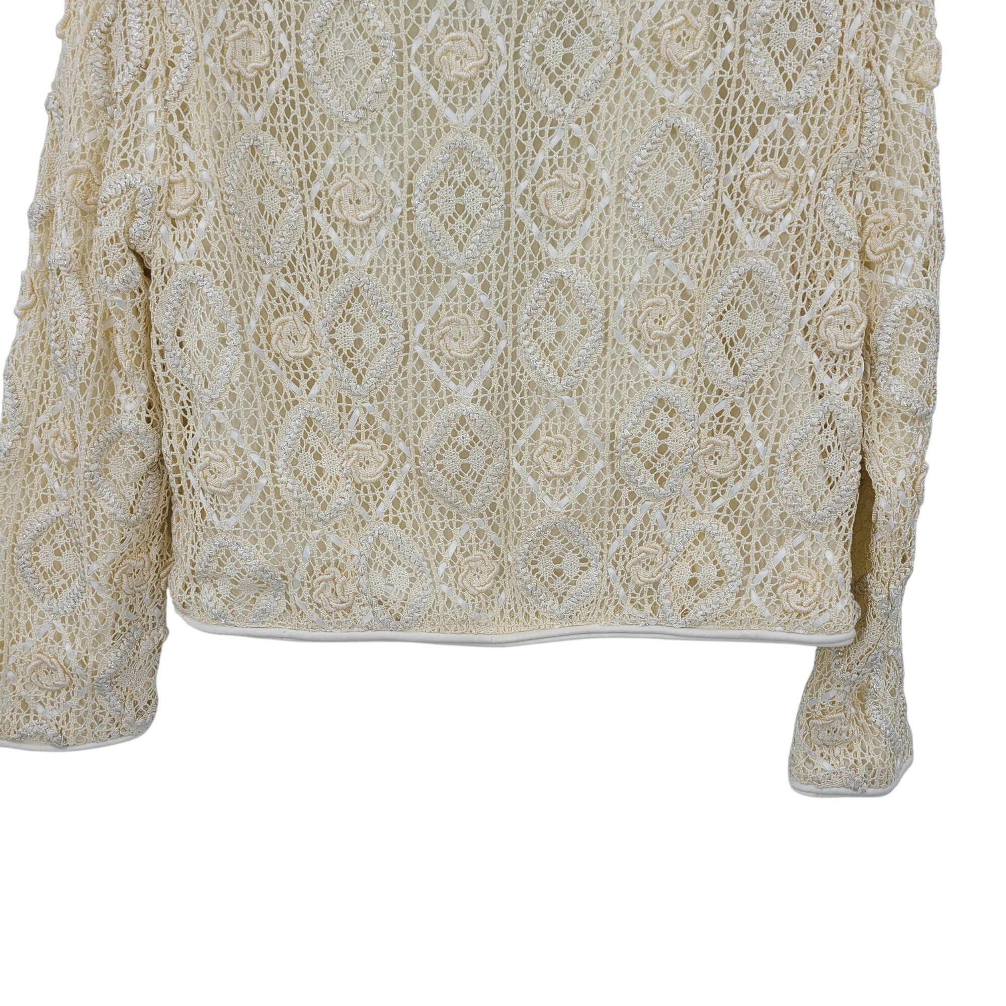 Vintage Vintage Handcrafted Formal Crochet Bolero Jacket M Vanilla O Size M / US 6-8 / IT 42-44 - 11 Thumbnail