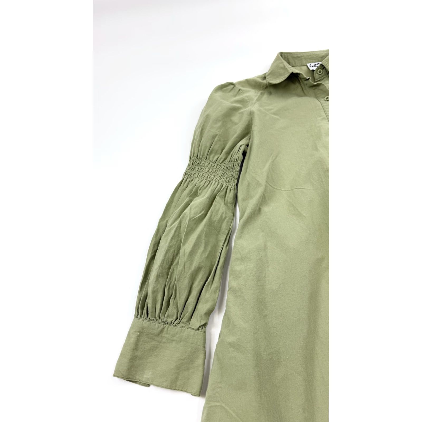 Vintage Lola May Dress Womens 8 Green Button Front Long Sleeve Pocket Shirt 100% Cotton Size M / US 6-8 / IT 42-44 - 3 Thumbnail