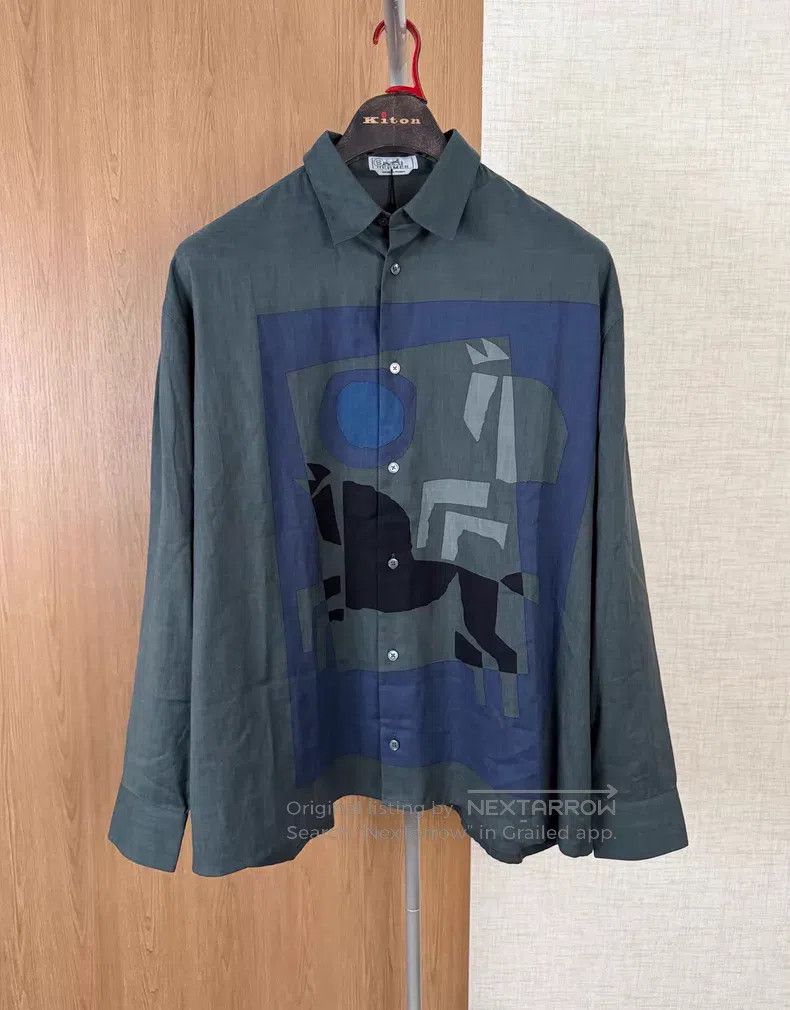 Hermes Hermes Men's abstract horse print shirt for spring and aut Size US XS / EU 42 / 0 - 1 Thumbnail