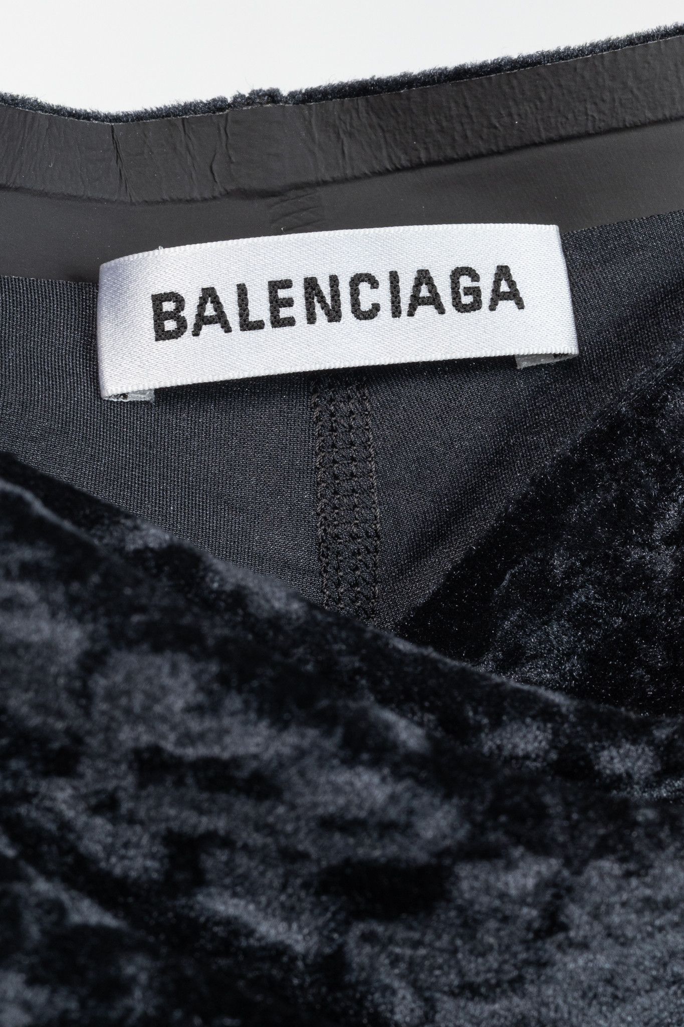 Balenciaga Balenciaga Demna Black Crushed-Velvet Draped-Front Leggings Size 25" / US 0 / IT 36 - 6 Thumbnail