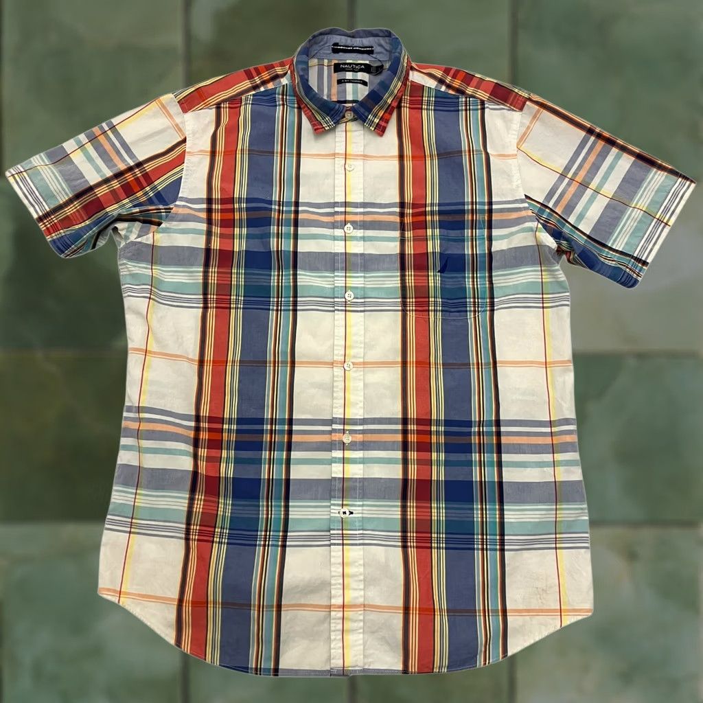 Nautica Nautica Shirt Mens Large Check Multicolour Button Down Short Sleeve Cotton Size US L / EU 52-54 / 3 - 1 Thumbnail
