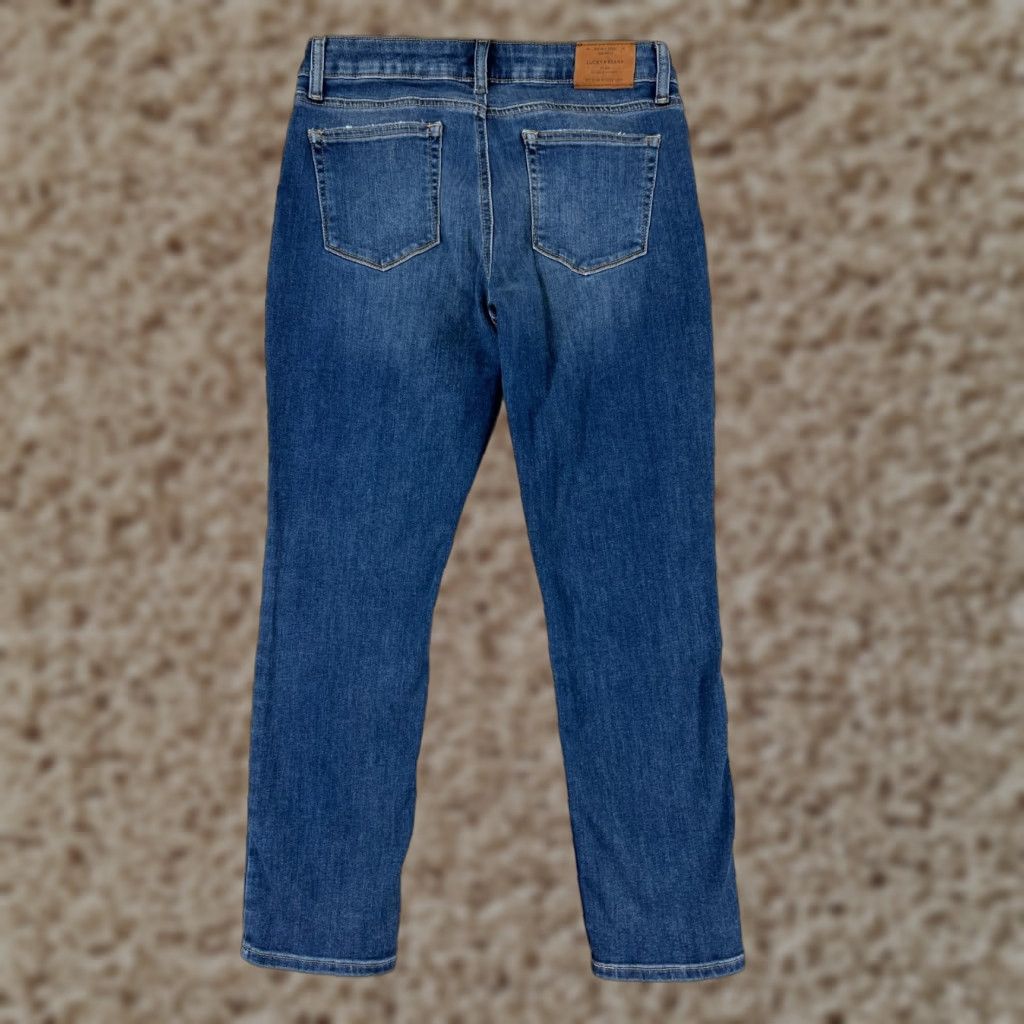 Lucky Brand VINTAGE Lucky Brand Jeans Women 8 Blue Denim Tapered Cropped Cotton Blend 5-Pocket Button Zip Rise Mid 8.5-10.5 in USA Theme Mens, Womens Size 30" / US 8 / IT 44 - 1 Thumbnail