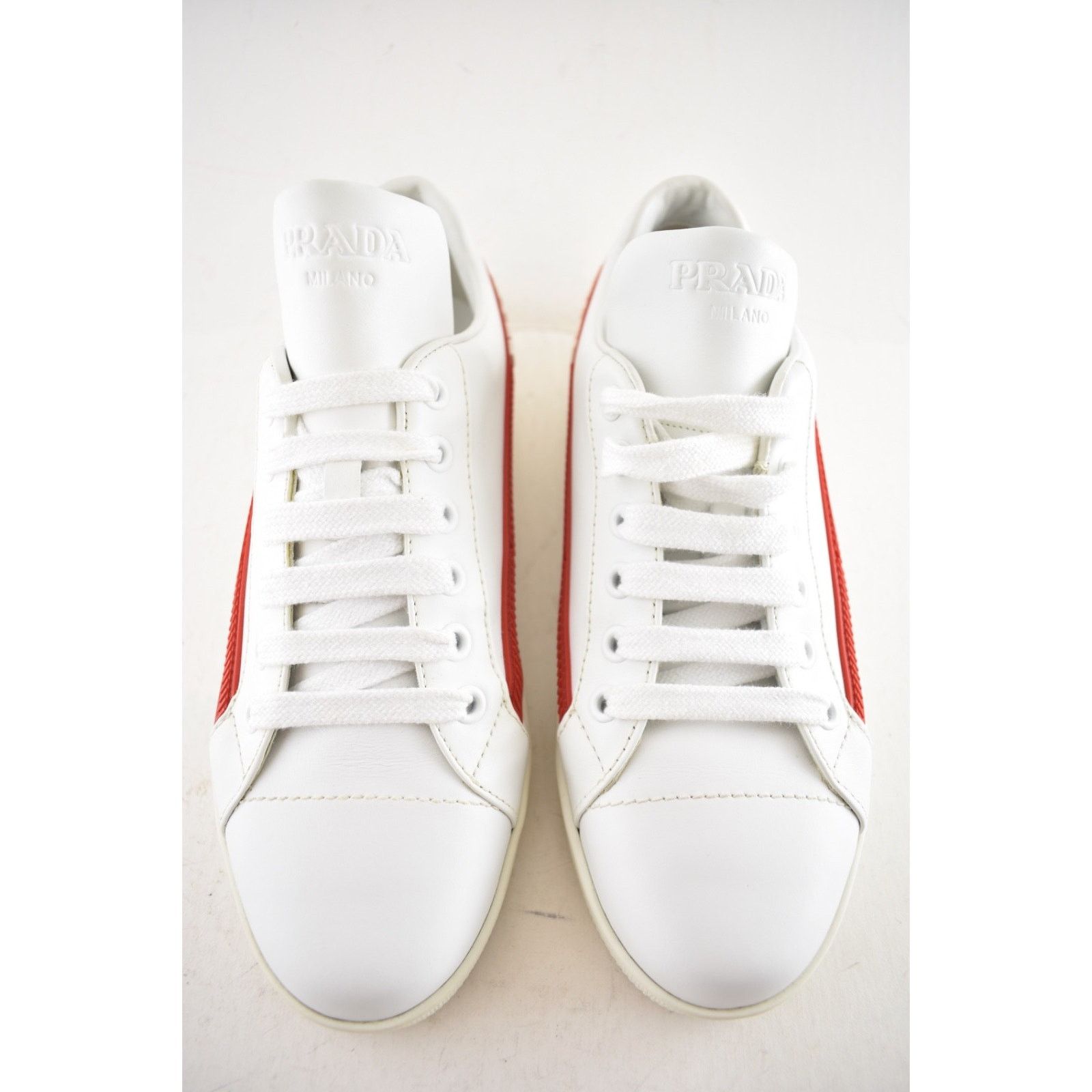 Prada Prada Band Logo Lace Up Tie Flat Low Top Sneaker 36.5 Size US 6.5 / IT 36.5 - 8 Thumbnail