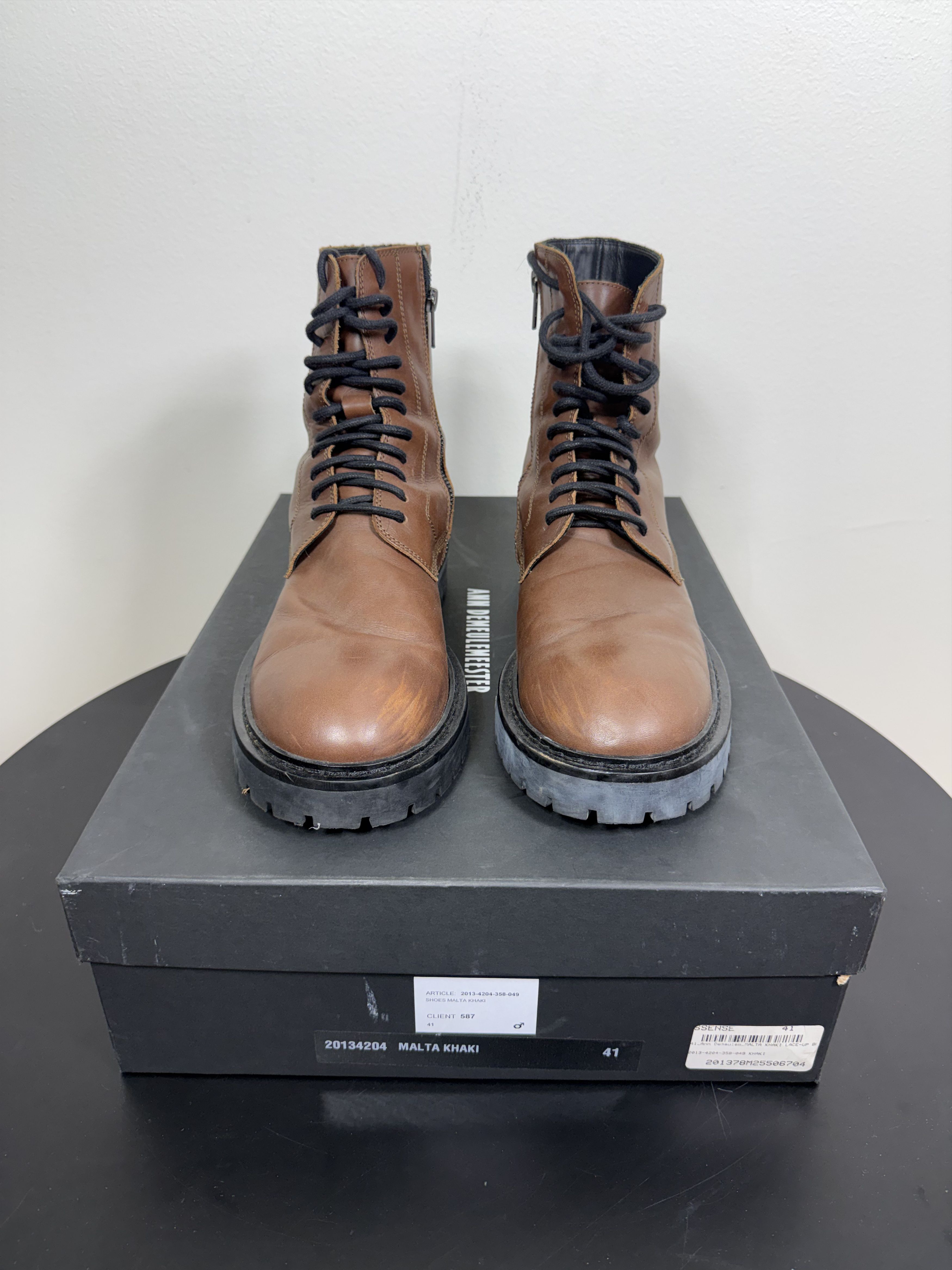 Ann Demeulemeester Brown "Malta Khaki" Leather Lace-up Boots Size US 8 / EU 41 - 2 Thumbnail