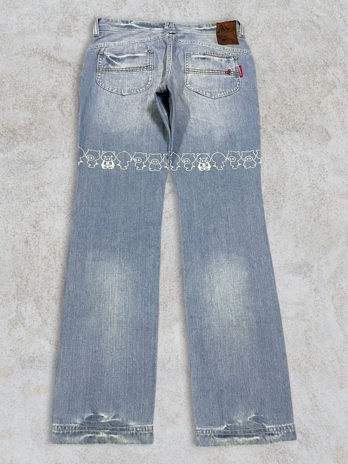 Japanese Brand Drug Store’s Women Denim Cute Print Out Logo Blue Wash Jeans Size 31" - 7 Thumbnail