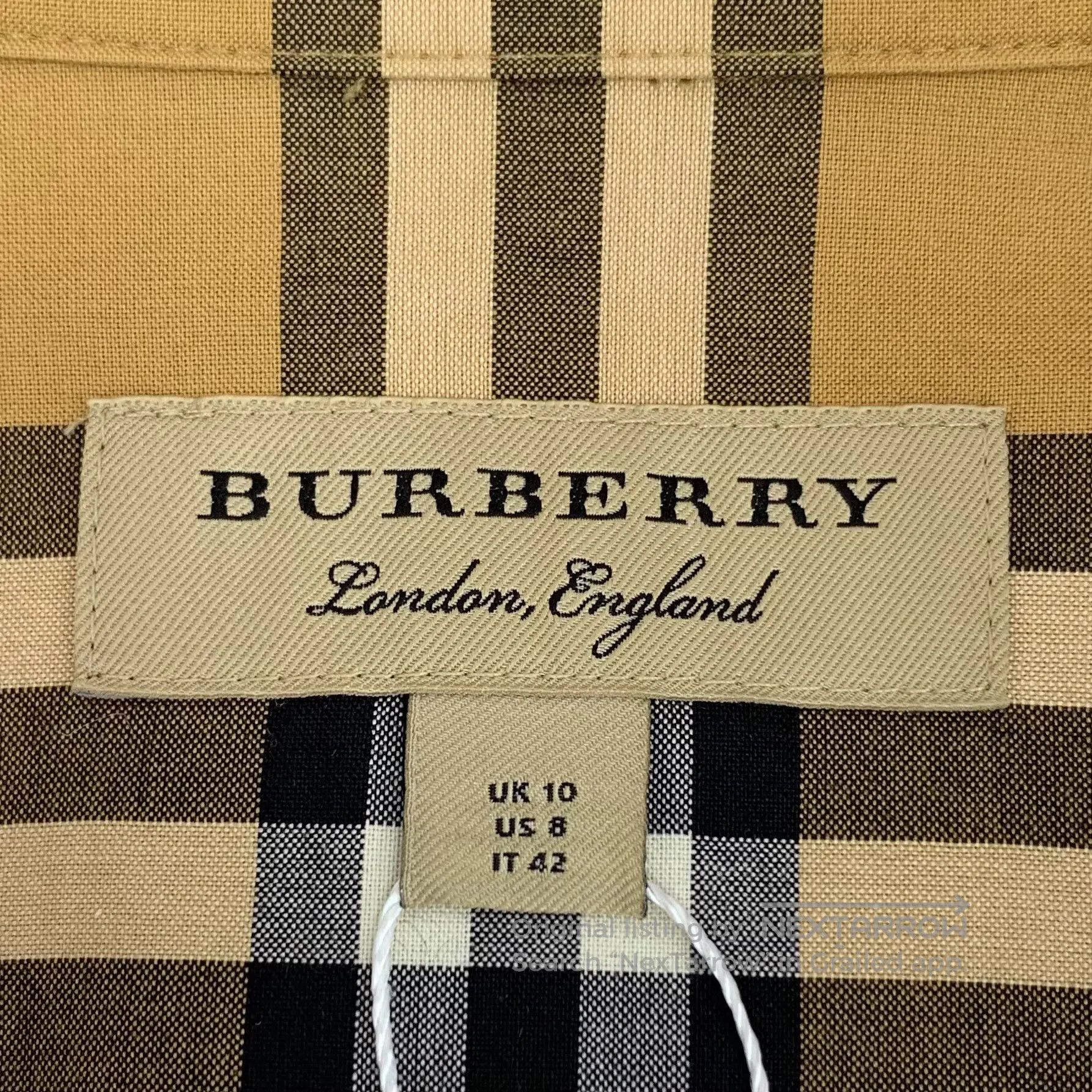 Burberry Burberry Dark Brown Classic Plaid Design Cotton Notched La Size US XS / EU 42 / 0 - 5 Thumbnail