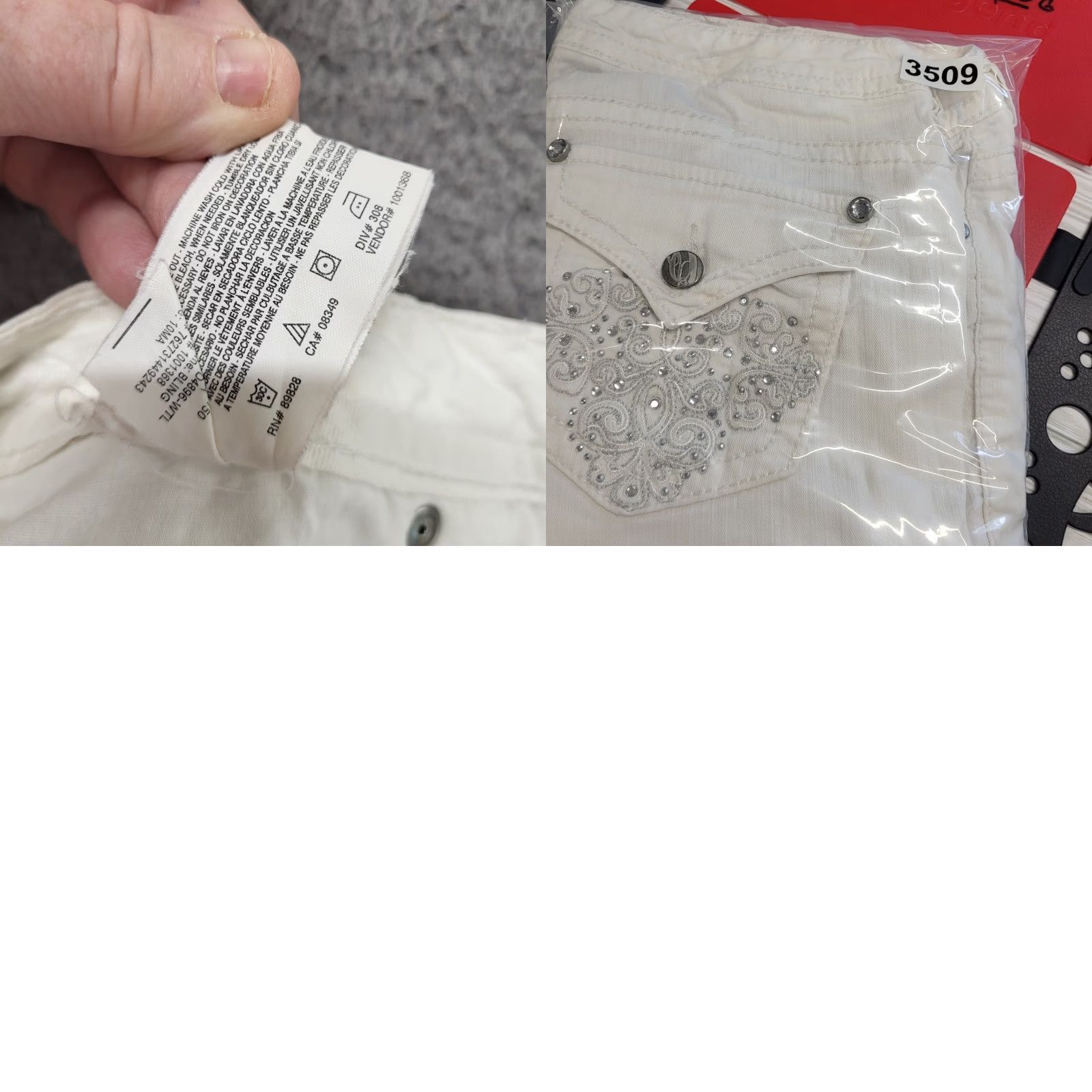 Nine West Nine West Capri Jeans White Denim Bling Embroidered Missy 10 Womens Regular Pants - 5-Pocket Knit? Size 32" / US 10 / IT 46 - 9 Thumbnail