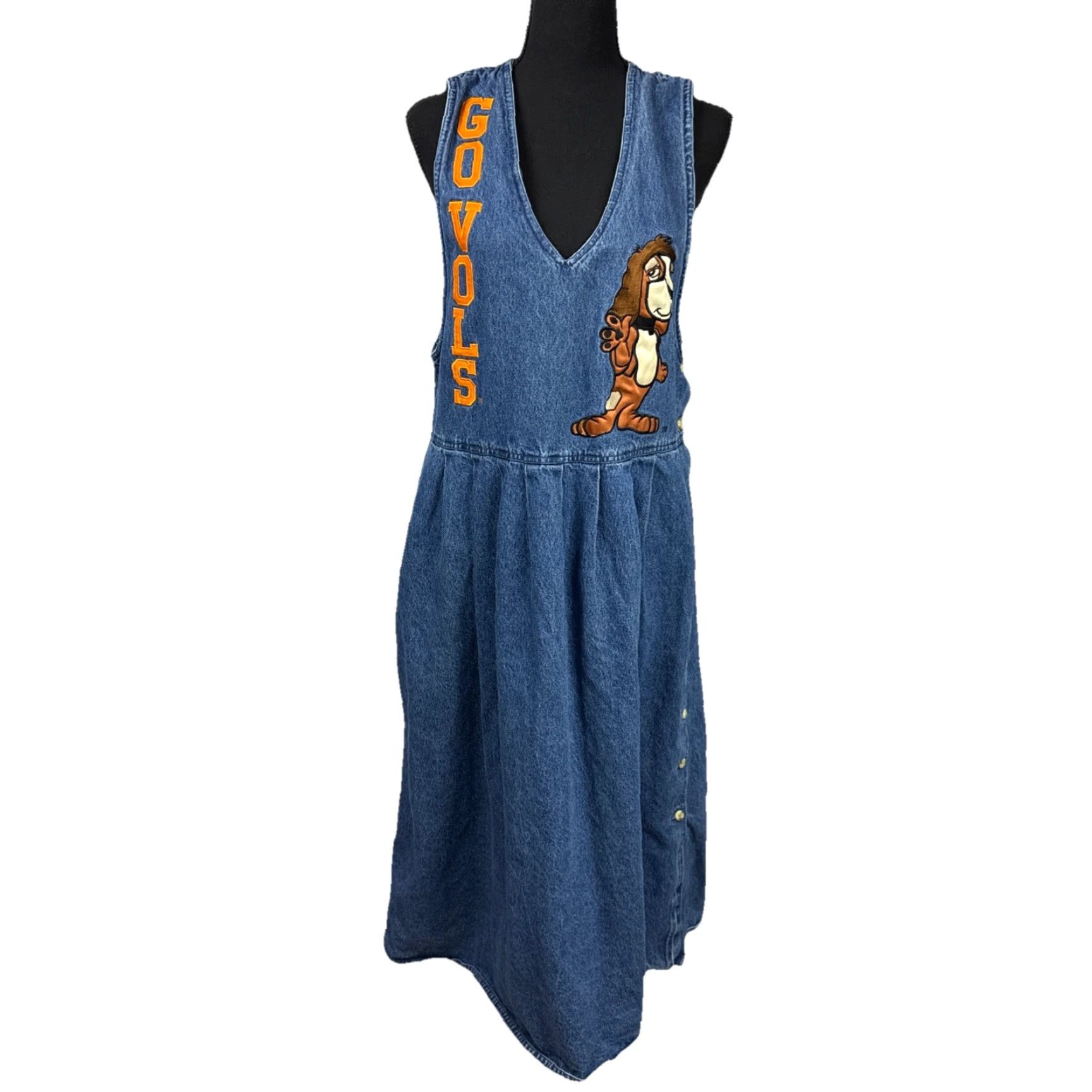 Denime Vtg Joe College Denim Jumper Dress L Women Blue College Theme Size L / US 10 / IT 46 - 2 Thumbnail