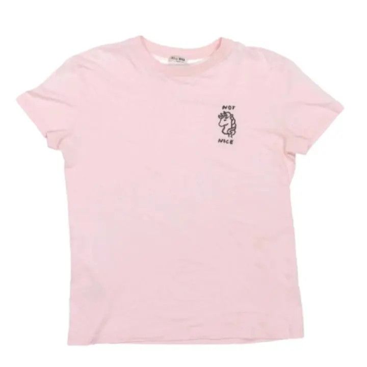 Miu Miu Miu Miu Casual Embroidered Round Neck T-shirt 0079 Size S / US 4 / IT 40 - 1 Thumbnail