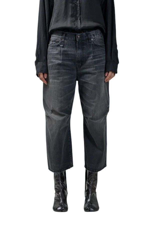 R13 CROP WIDE LEG 30 Wilson Black Faded Distress PS25 86528 Size 30" / US 8 / IT 44 - 1 Thumbnail