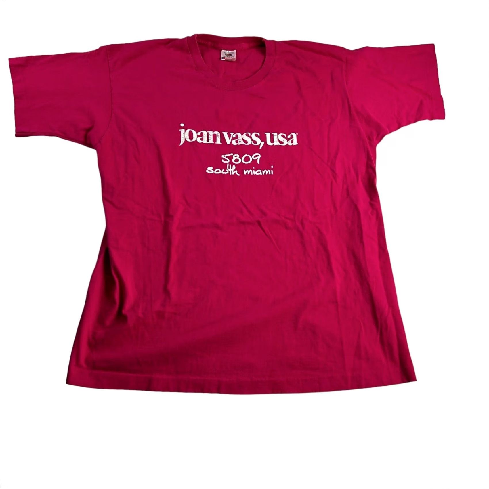 Fruit Of The Loom VINTAGE Fruit of the Loom T-Shirt Men XL Pink Short Sleeve Crew Neck Joan Vass USA Miami Single Stitch 100% Cotton Mens Size US XL / EU 56 / 4 - 3 Thumbnail