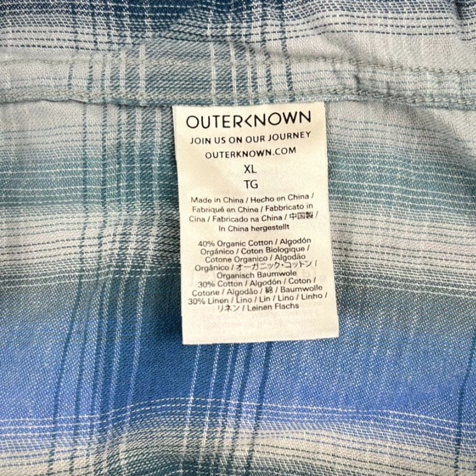 Outerknown VINTAGE Outerknown Shirt Mens XL Blue Plaid Casual Long Sleeve Button-Up Cotton Linen Size US XL / EU 56 / 4 - 3 Thumbnail