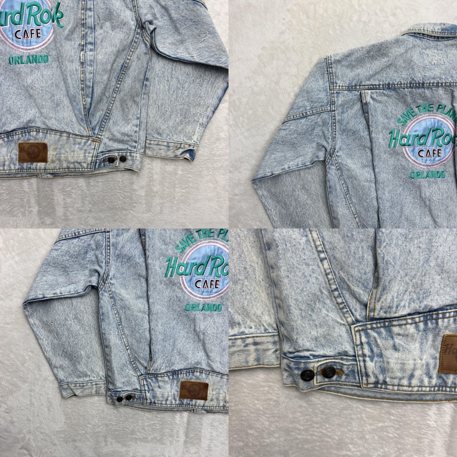 Hard Rock Cafe VINTAGE Hard Rock Cafe Jacket Mens M Blue Denim 80s Bomber Logo Embroidered Rock College? Size US M / EU 48-50 / 2 - 9 Thumbnail