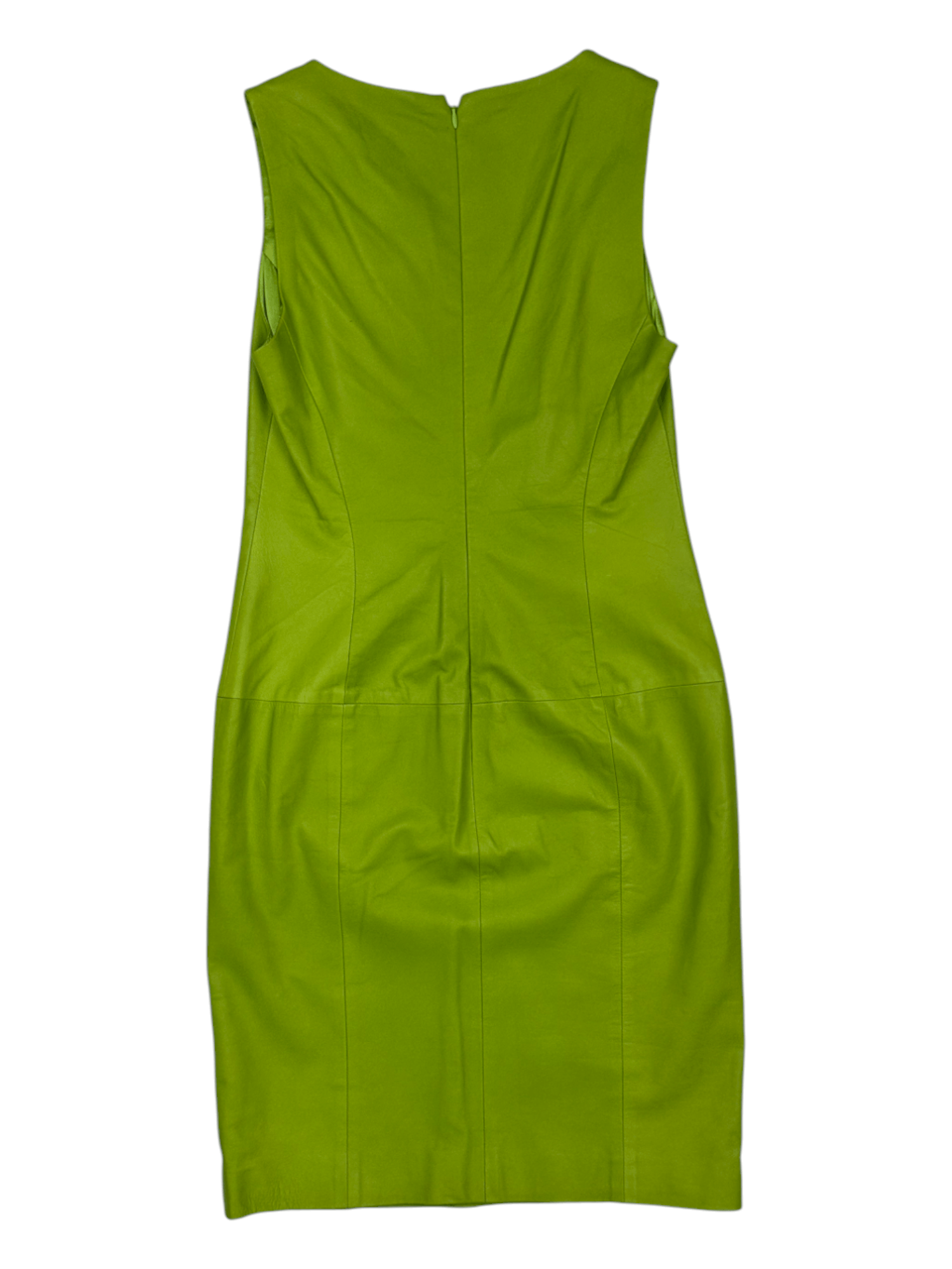 Ralph Lauren Ralph Lauren Lime Green V-Neck Leather Sleevless Dress Size XS / US 0-2 / IT 36-38 - 2 Thumbnail