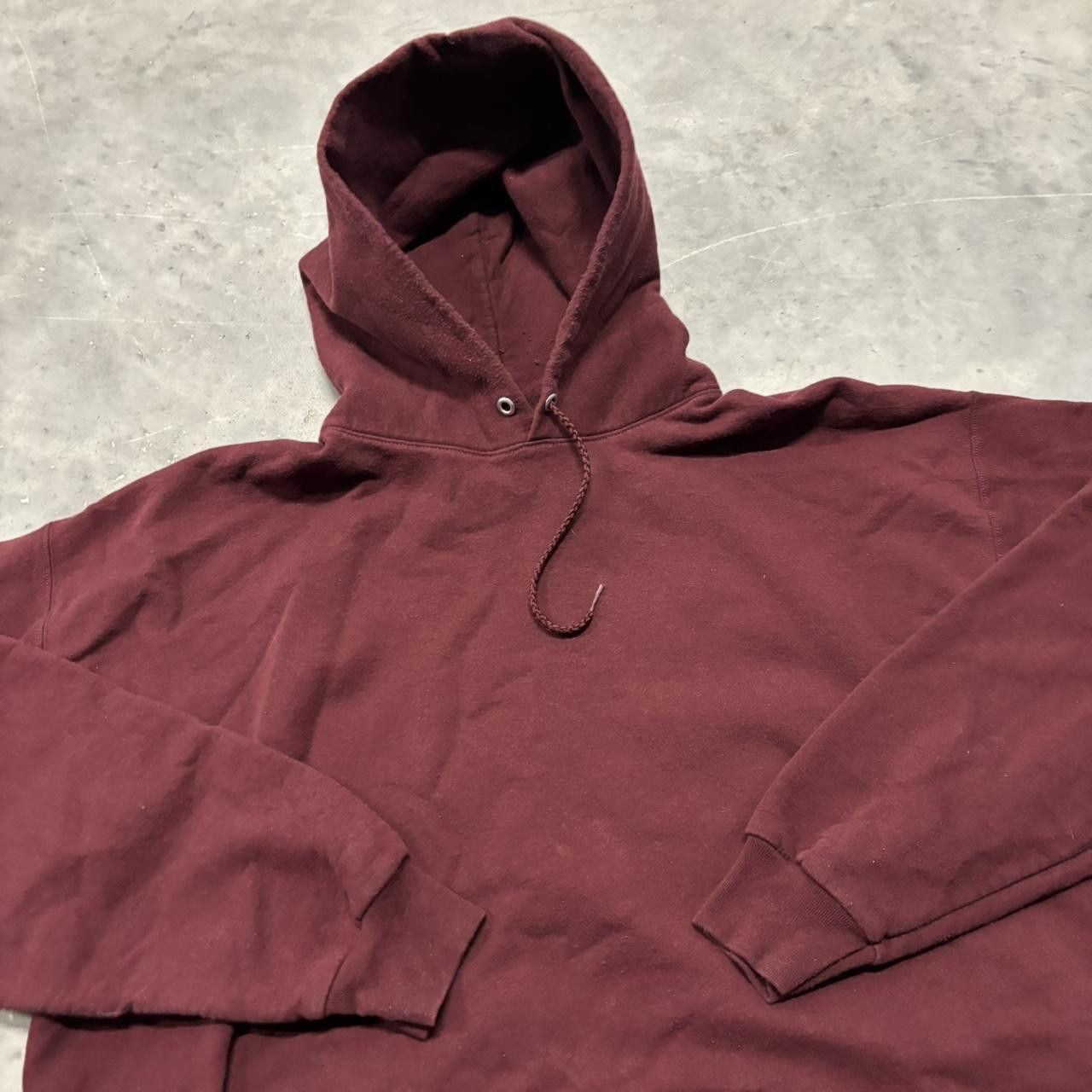 Japanese Brand × Vintage Crazy Vintage Y2K/2000s Maroon Red Blank Russell Style Heavyweight Essential Hoodie! Size US L / EU 52-54 / 3 - 5 Thumbnail