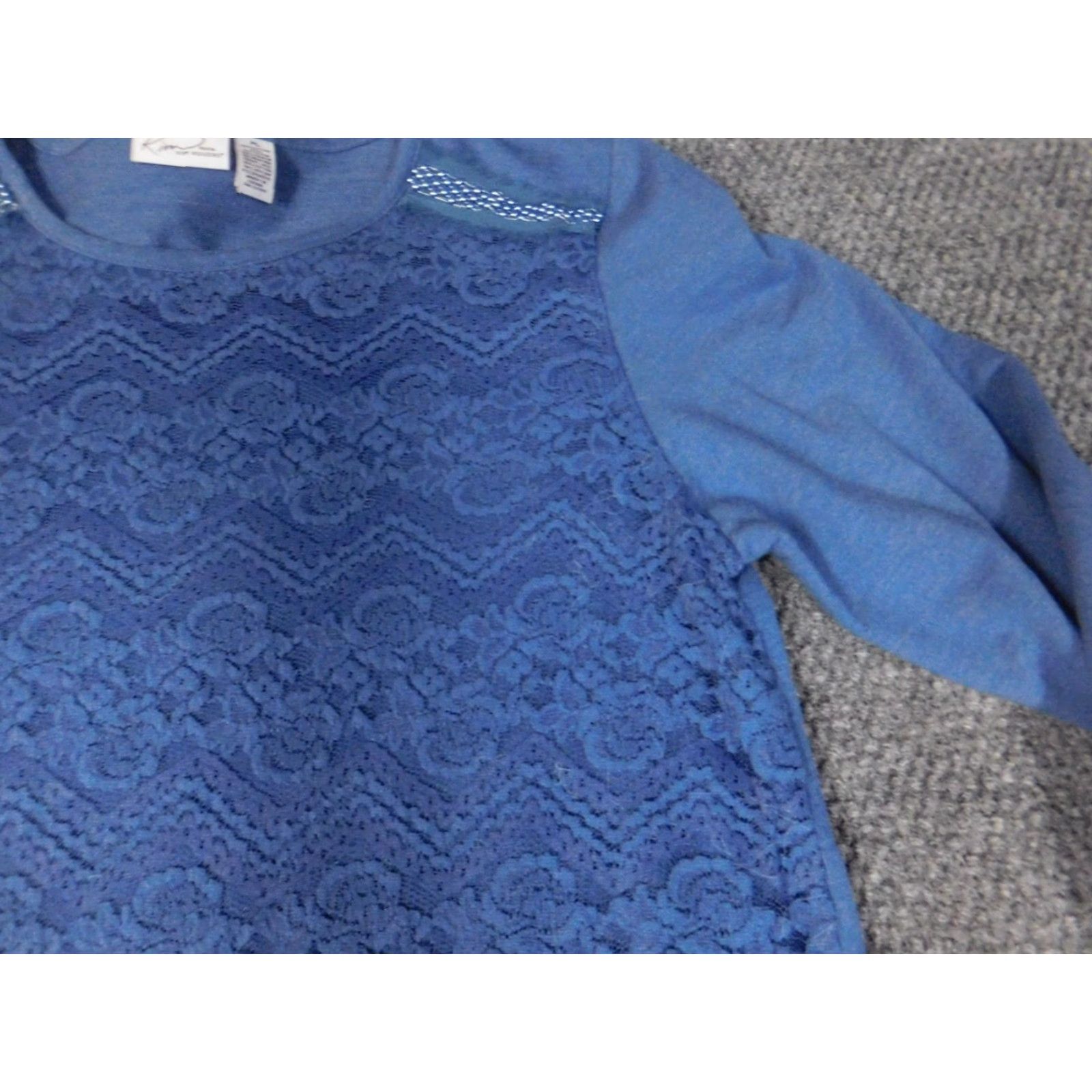 Vintage Kim Rogers Womens Sweater Pullover Crew Neck Blue PR Petite Knit Lightweight Long Sleeve Corkbackless? Size L / US 10 / IT 46 - 5 Thumbnail