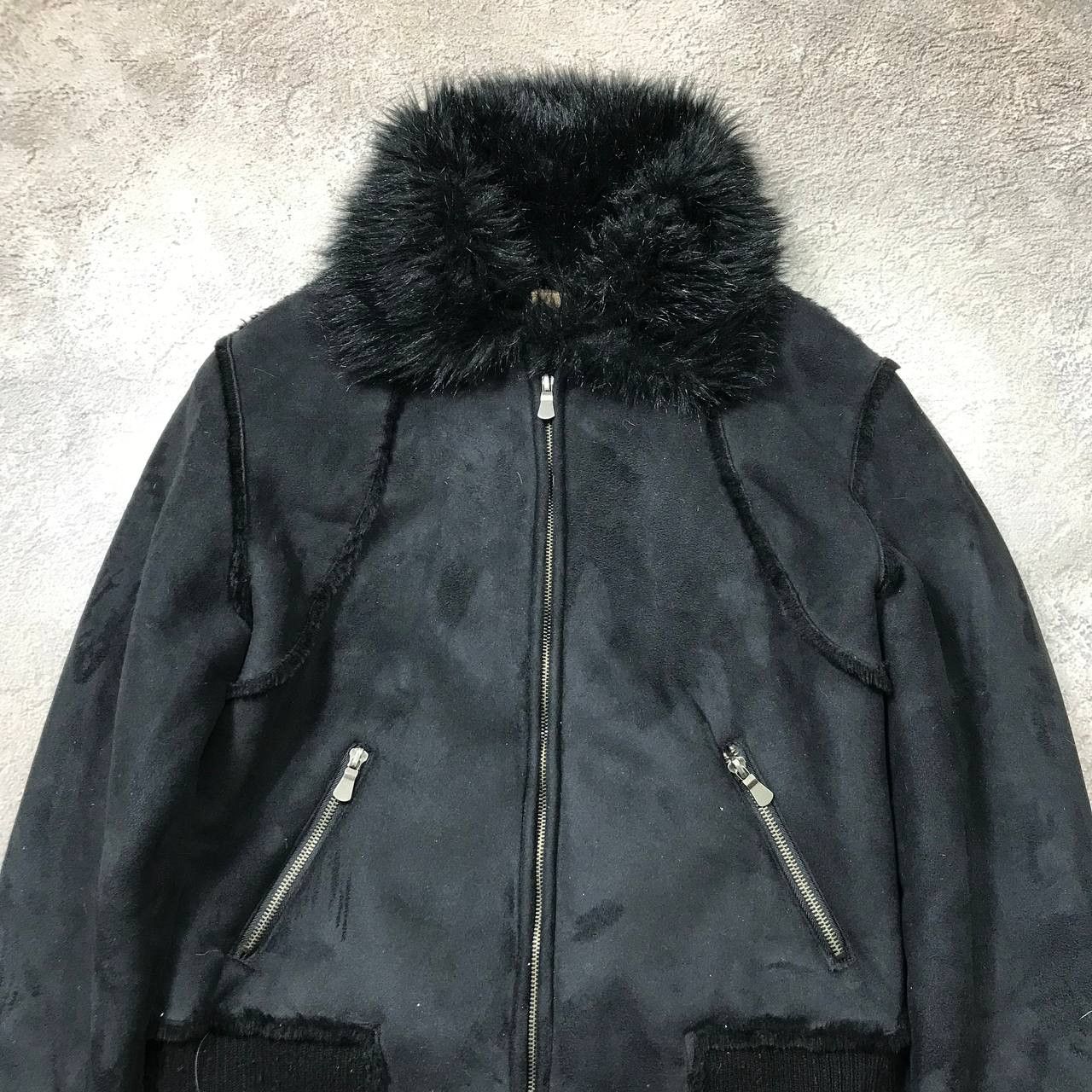 Vintage Vintage Y2K Black Bomber Jacket Fur Collar Streetwear Slim M Size M / US 6-8 / IT 42-44 - 3 Thumbnail