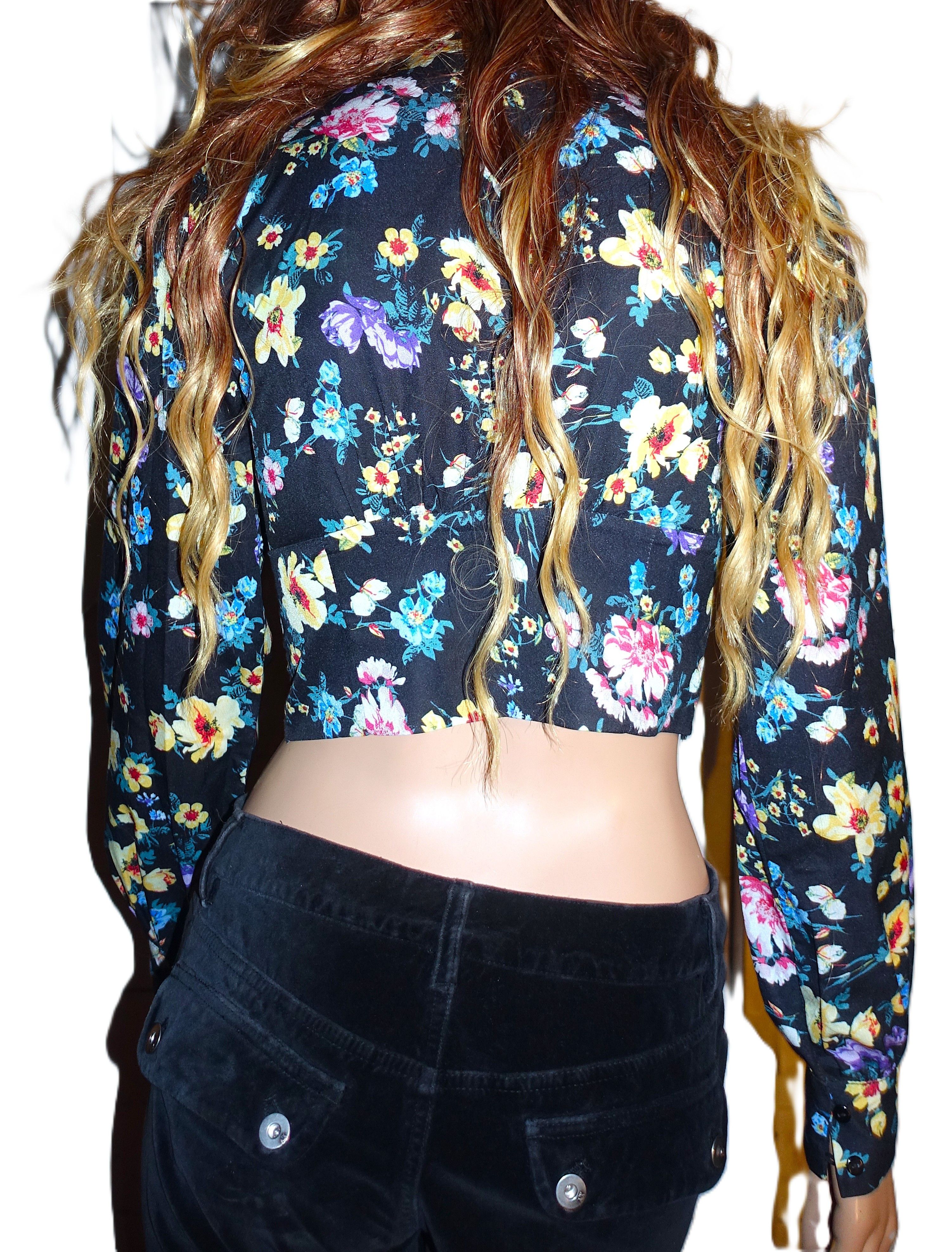 AQUA Aqua Floral Boho Cropped Blouse XS Size XS / US 0-2 / IT 36-38 - 5 Thumbnail