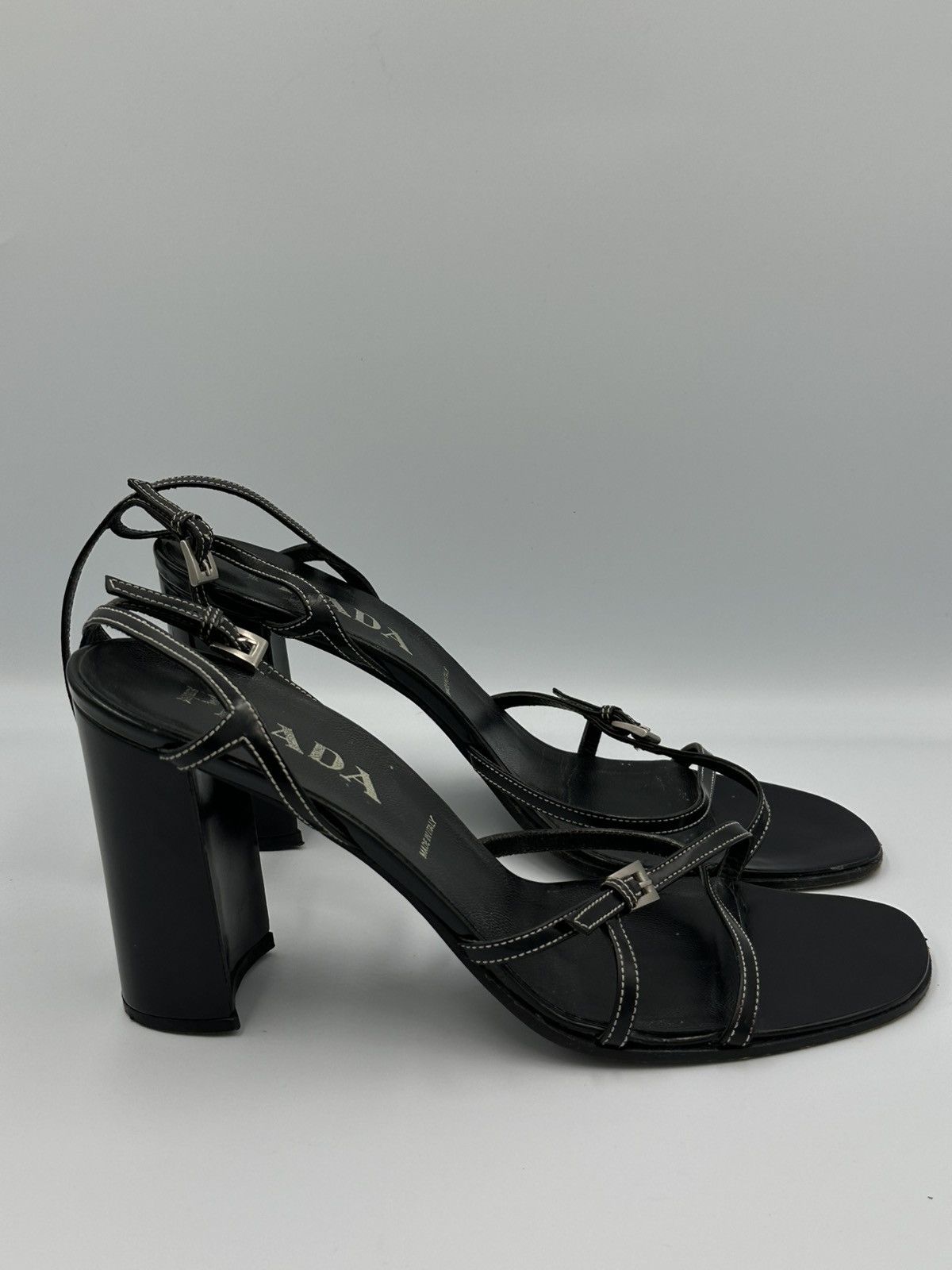Prada heeled sandals crafted from black leather