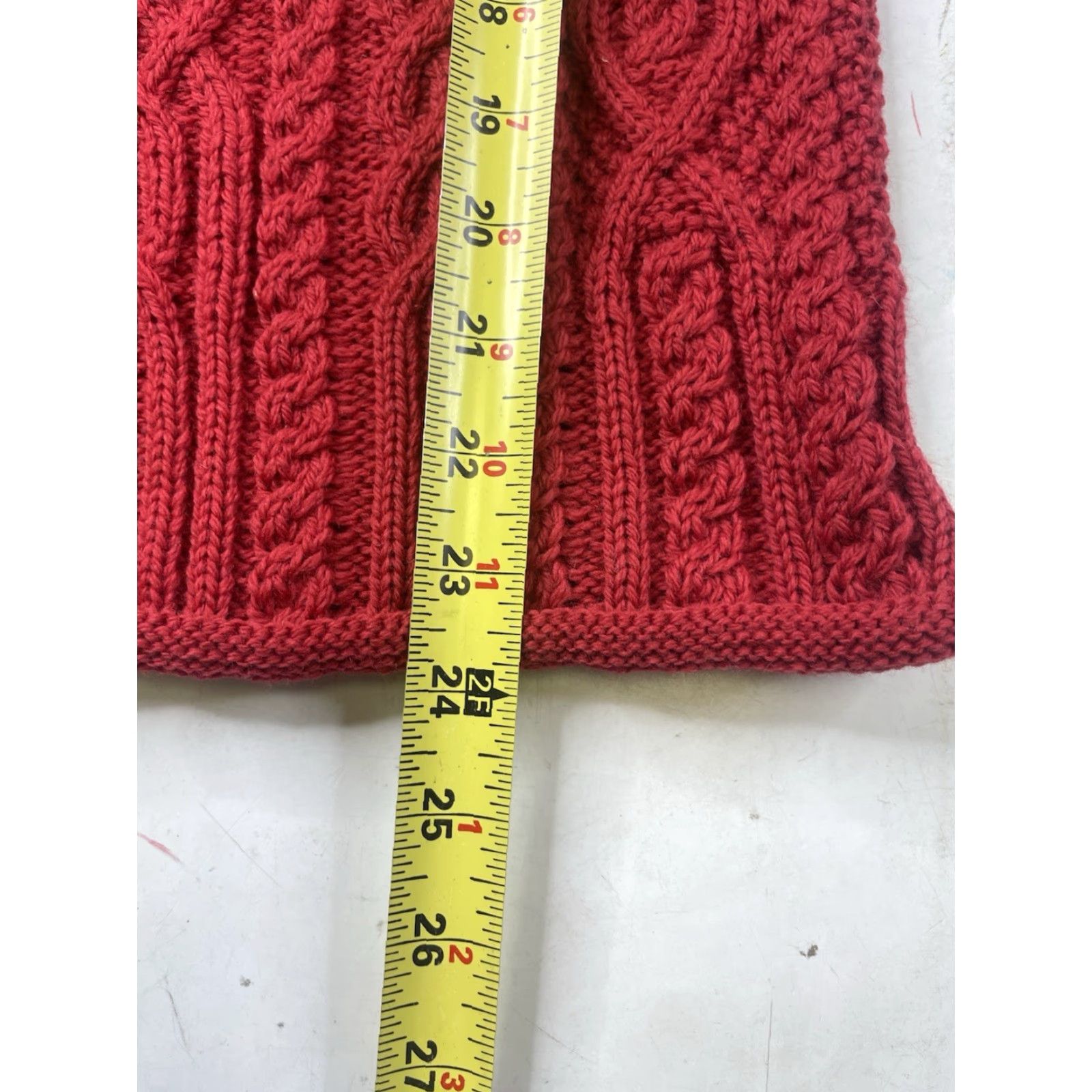 Vintage VINTAGE Aran Crafts Womens Sweater XS RED 100% Merino Wool Cable-Knit Crew Neck Pullover Long Sleeve Irish Roll Neck Size XS / US 0-2 / IT 36-38 - 5 Thumbnail
