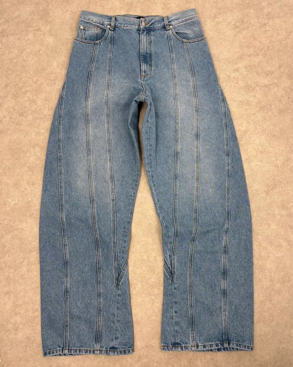 Mugler AW2025 Mugler Spiral Oversized Blue Denim Jeans Size US 33 - 4 Thumbnail