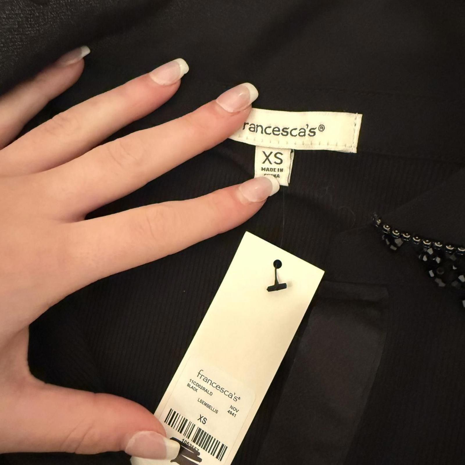 Francesco Smalto Francesca’s Black bodysuit with beaded collar Size ONE SIZE - 5 Thumbnail