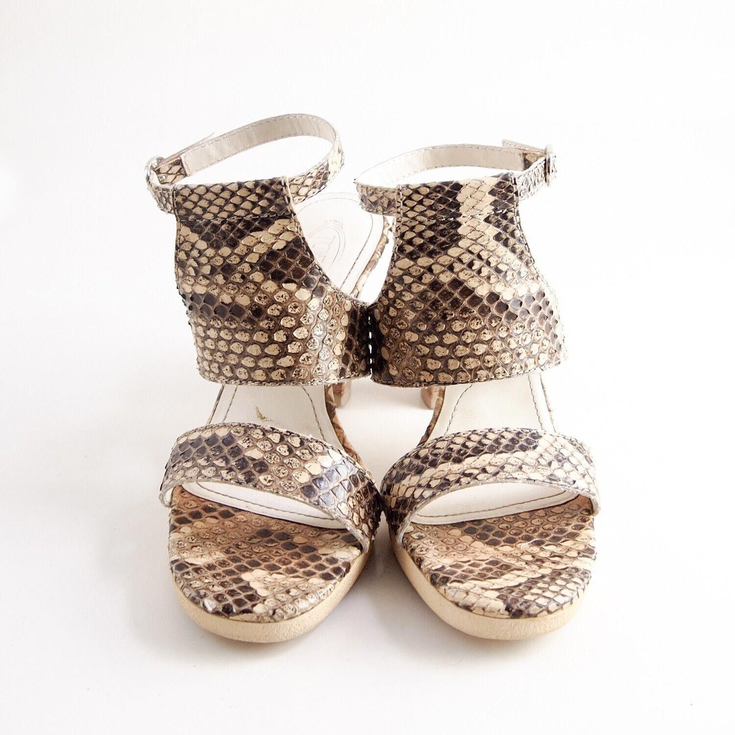 Tod's TODs Strappy Sandals Brown Python Snakeskin US 6 EU 36 Size US 6 / IT 36 - 3 Thumbnail
