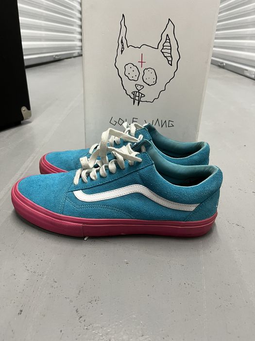 Vans old skool pro s golf wang hotsell blue pink